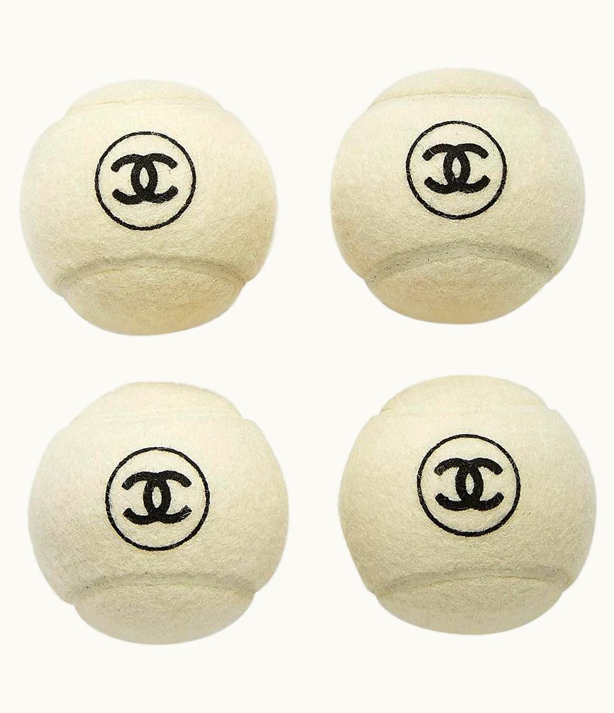 Chanel Chanel White Black Cc Logo Sports Game Novelty Tennis Balls Four (4)