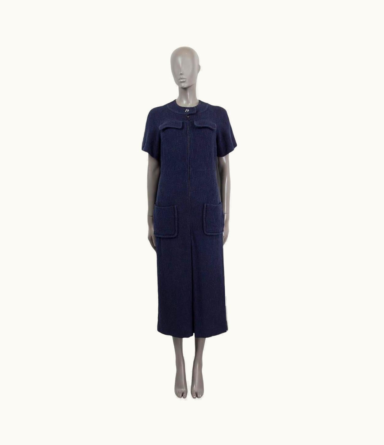 Chanel Chanel Navy Blue Cotton 2016 Wide Leg Drop Crotch Tweed Jumpsuit