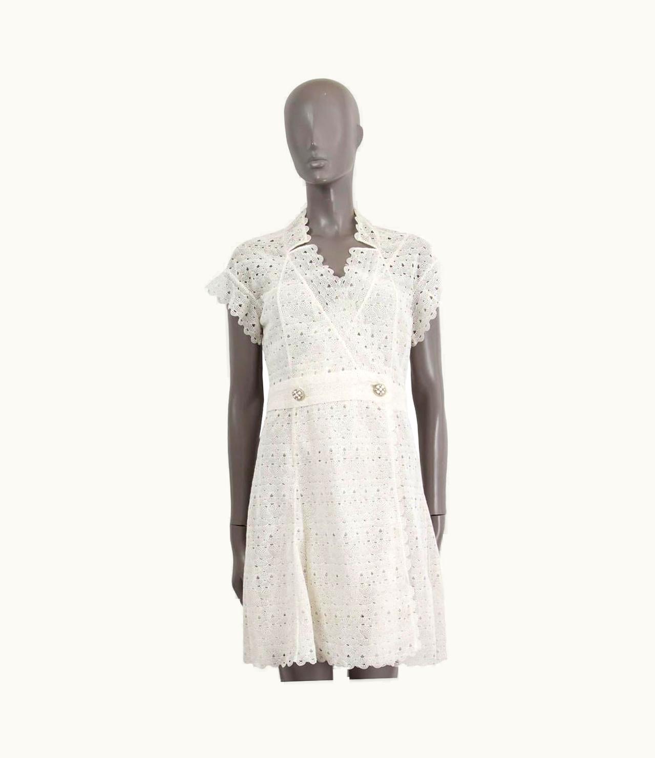 Chanel Chanel White Cotton 2016 16c Seoul Crochet Wrap Dress