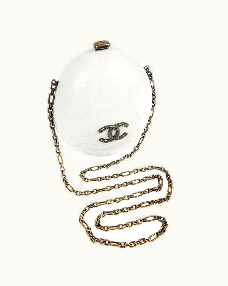 Chanel Chanel Cruise Collection Ivory Resin Turtle Shell Print Bag With Strap 2016
