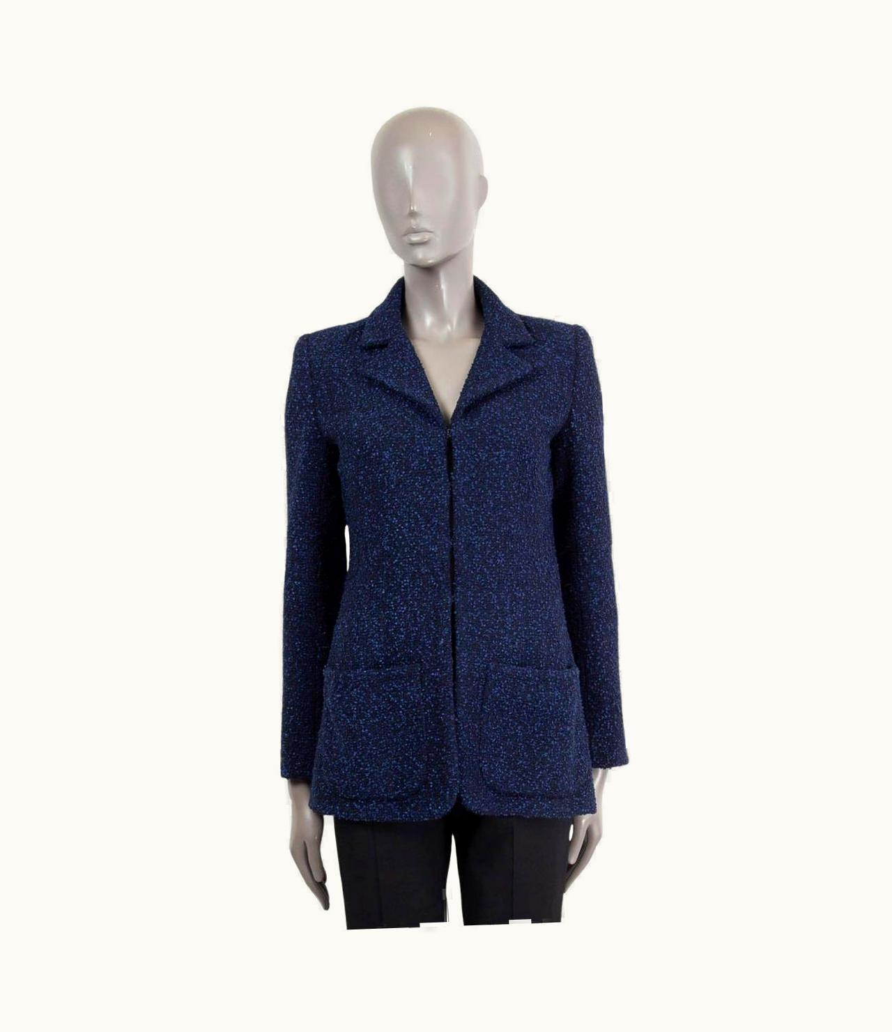 Chanel Chanel Blue & Black Cotton Blend 2016 16s Tweed Jacket 36 Nwt