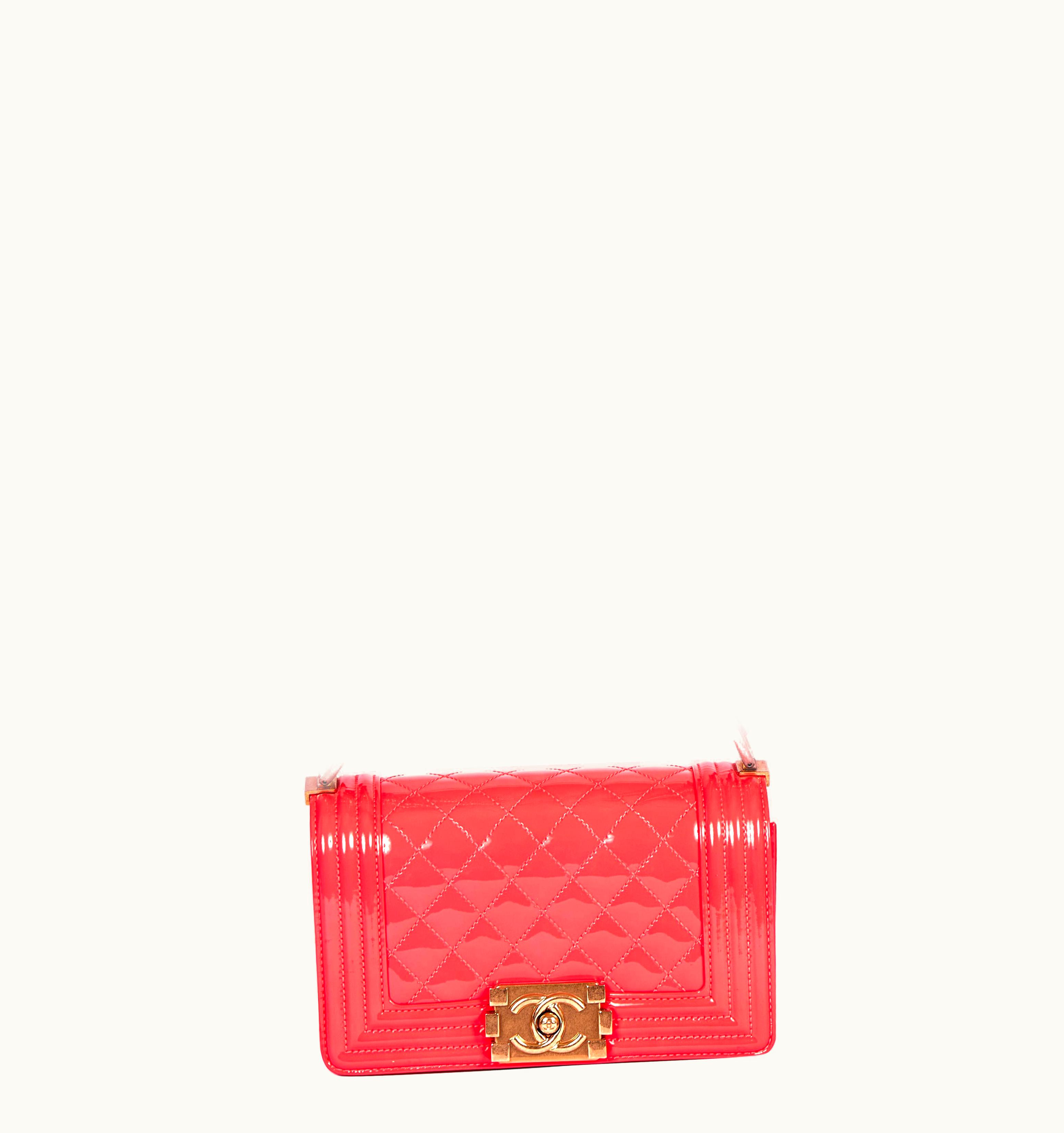 Chanel Chanel Fluorescent Patent Pink Boy Bag
