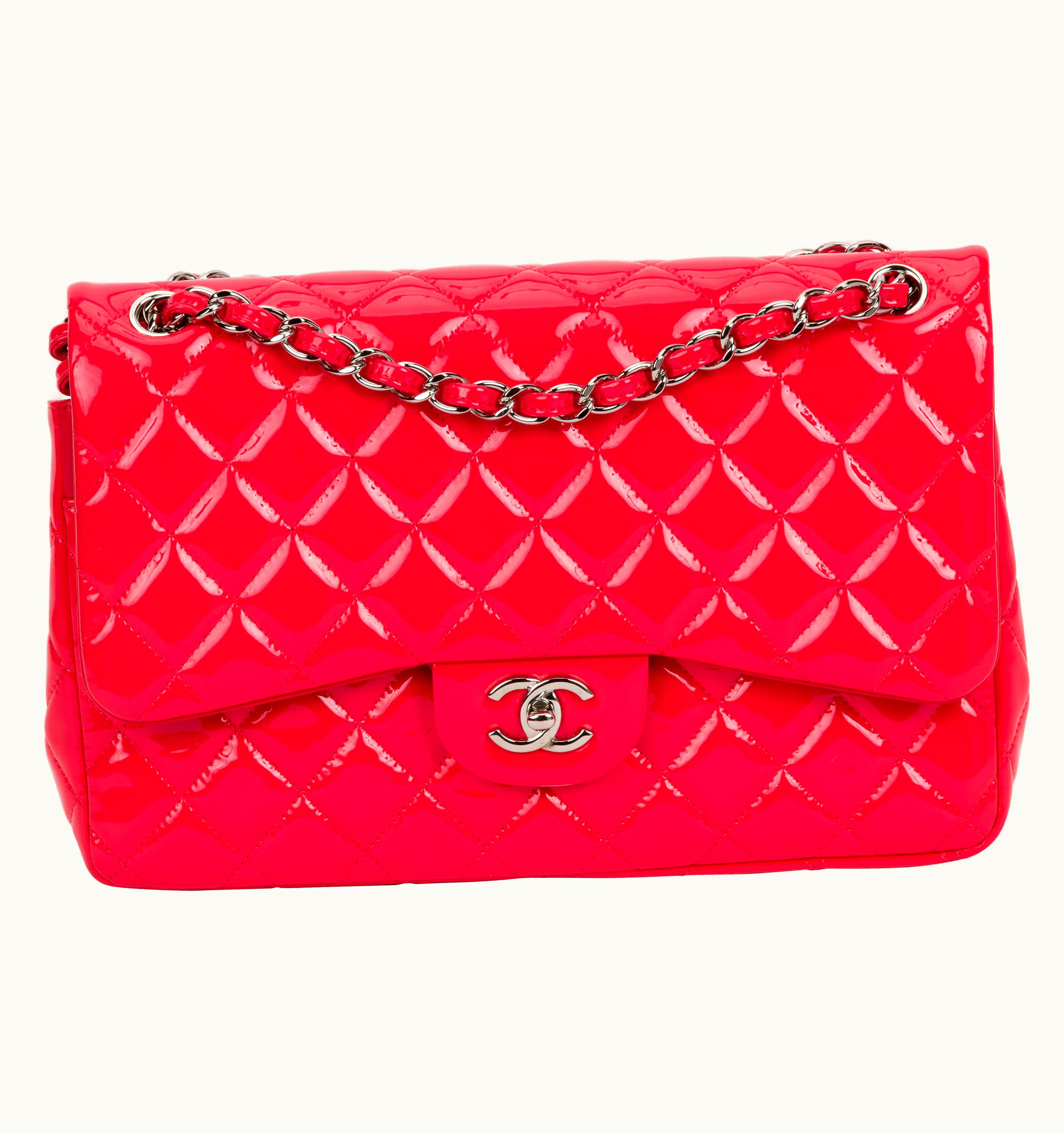 Chanel Chanel Coral Patent Jumbo Double Flap Bag