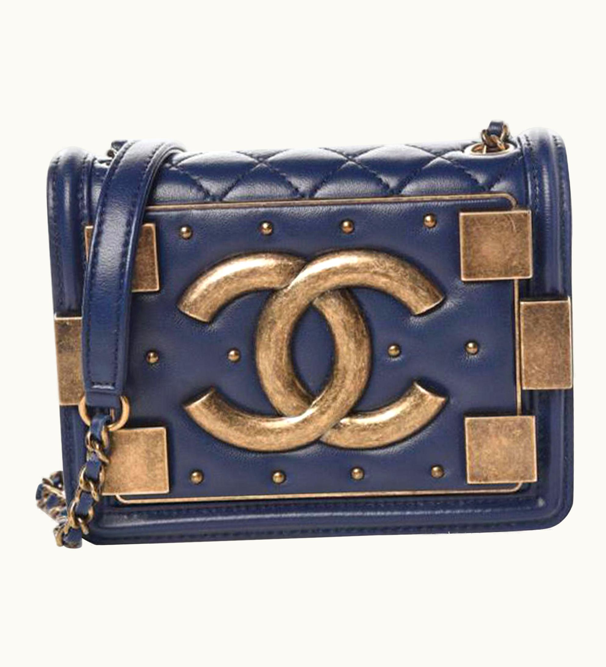 Chanel Chanel Handbag Classic Flap Boy Brick Mini Studded Classic Logo Cc Navy Blue Bag