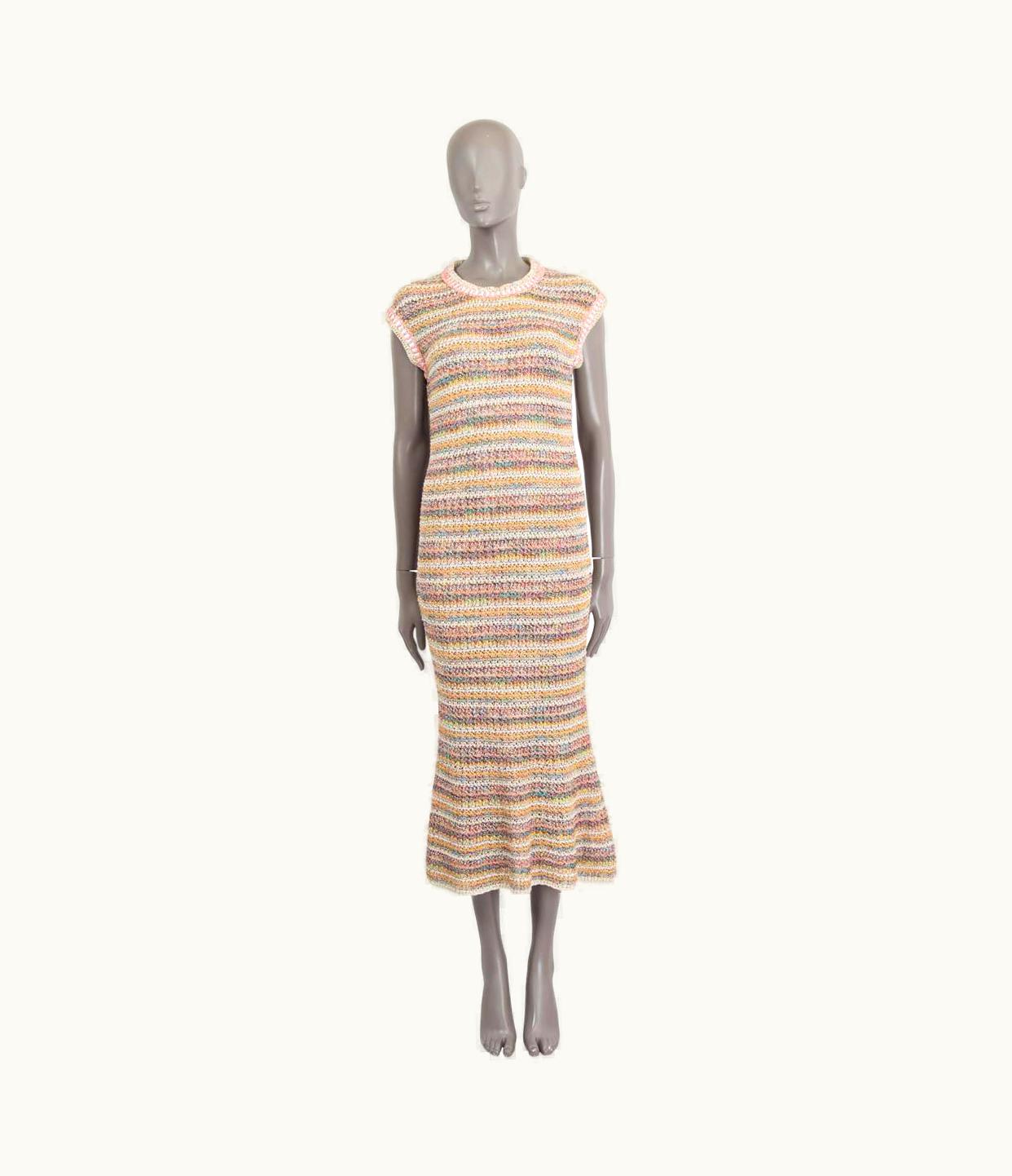 Chanel Chanel Pink Peach Cotton 2017 17c Cuba Midi Knit Dress