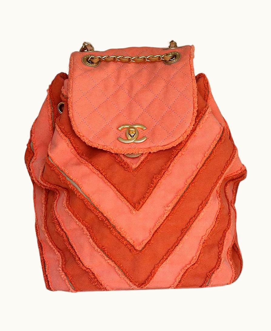 Chanel Chanel Coco Cuba Patchwork Canvas Chevron Backpack