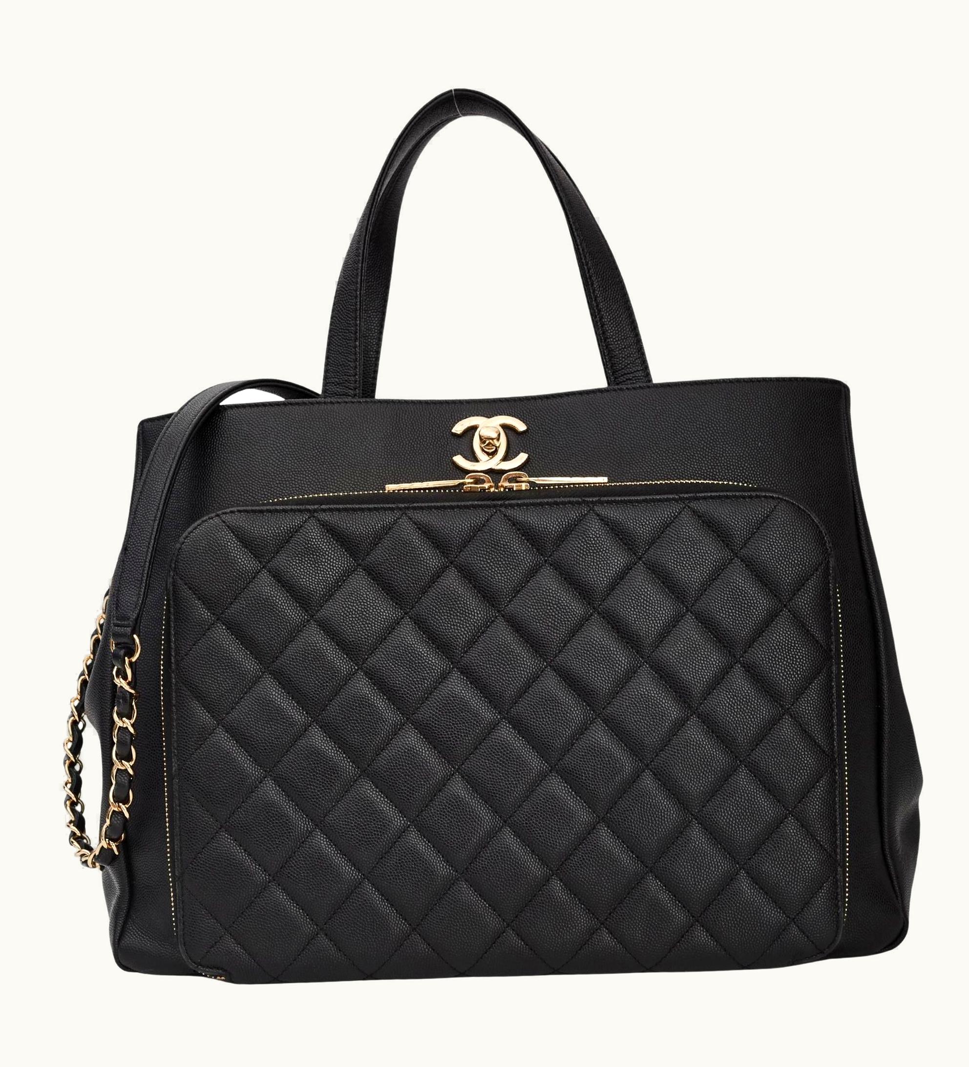 Chanel Chanel Black Caviar Small Shopping Business Affinity Tote (Circa 2017)