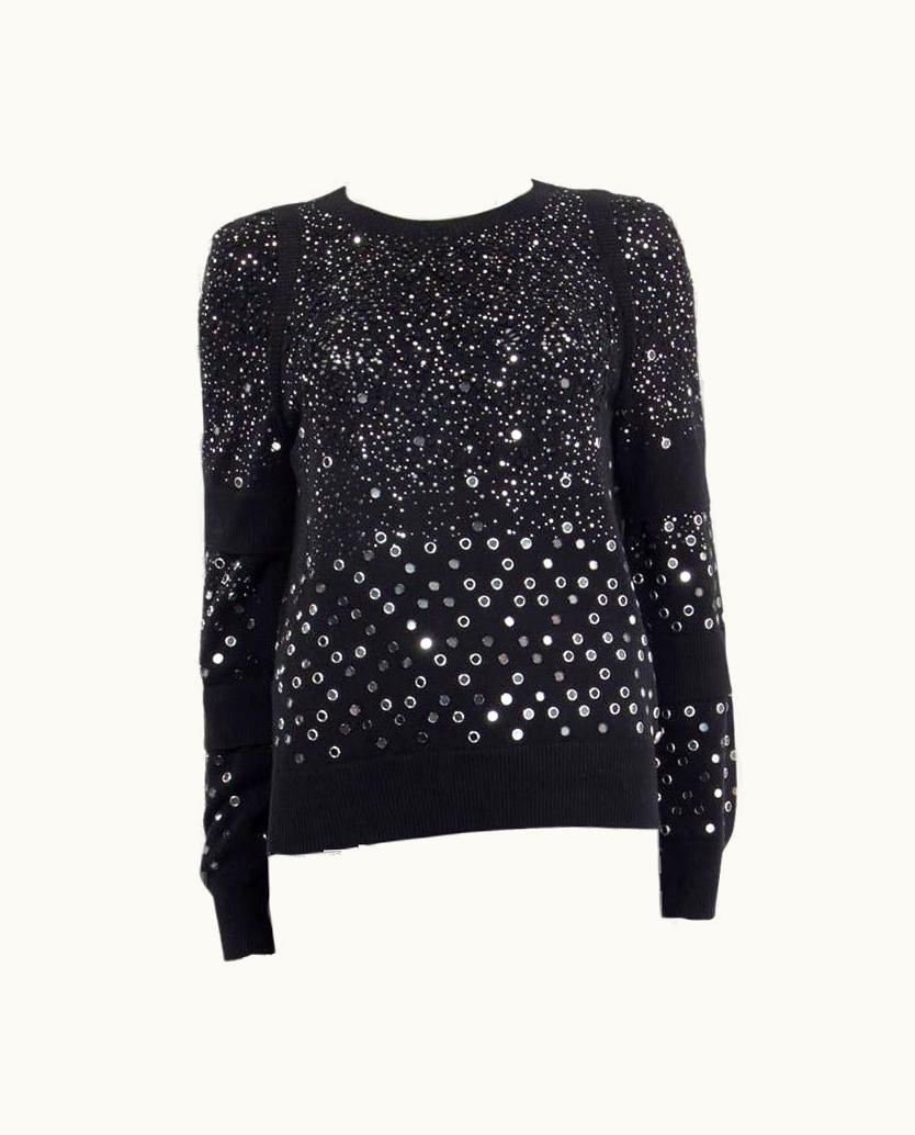 Chanel Chanel Black Cotton 2017 Studded & Glitter Crewneck Sweater