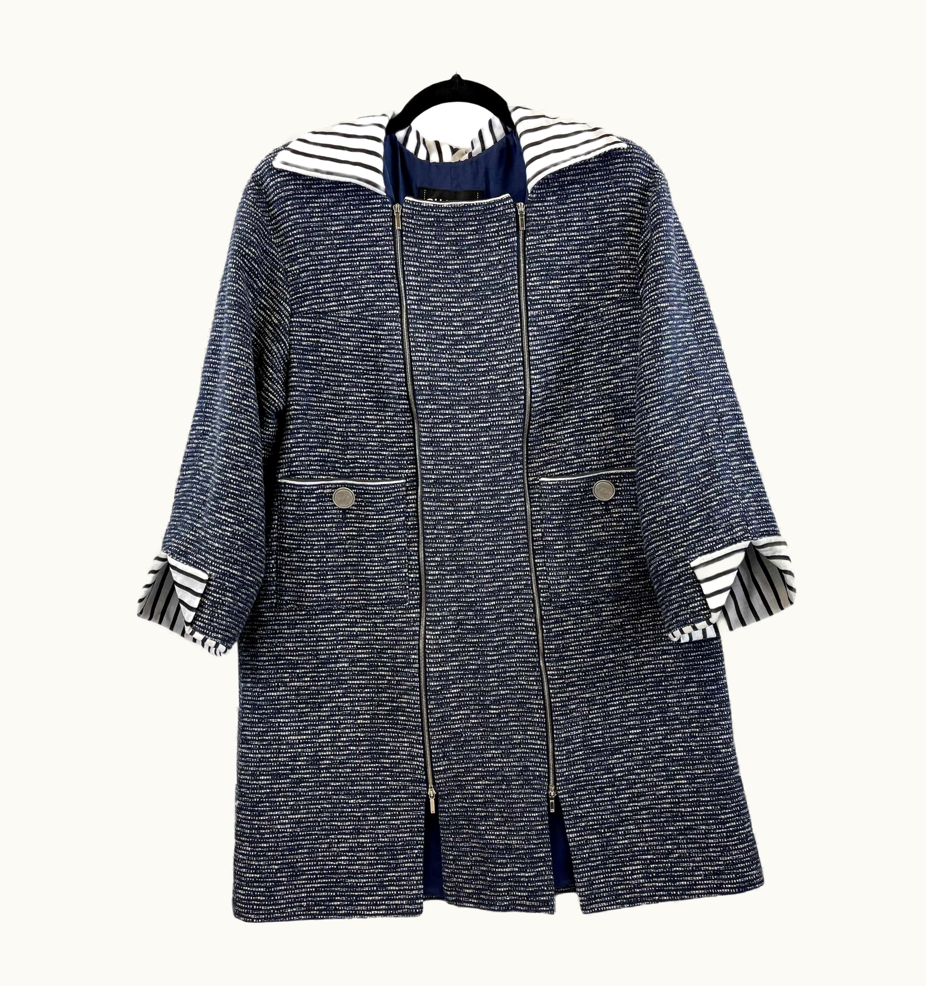 Chanel Chanel- Spring 2017 Fantasy Tweed Coat - Navy & White - 38 Nwt
