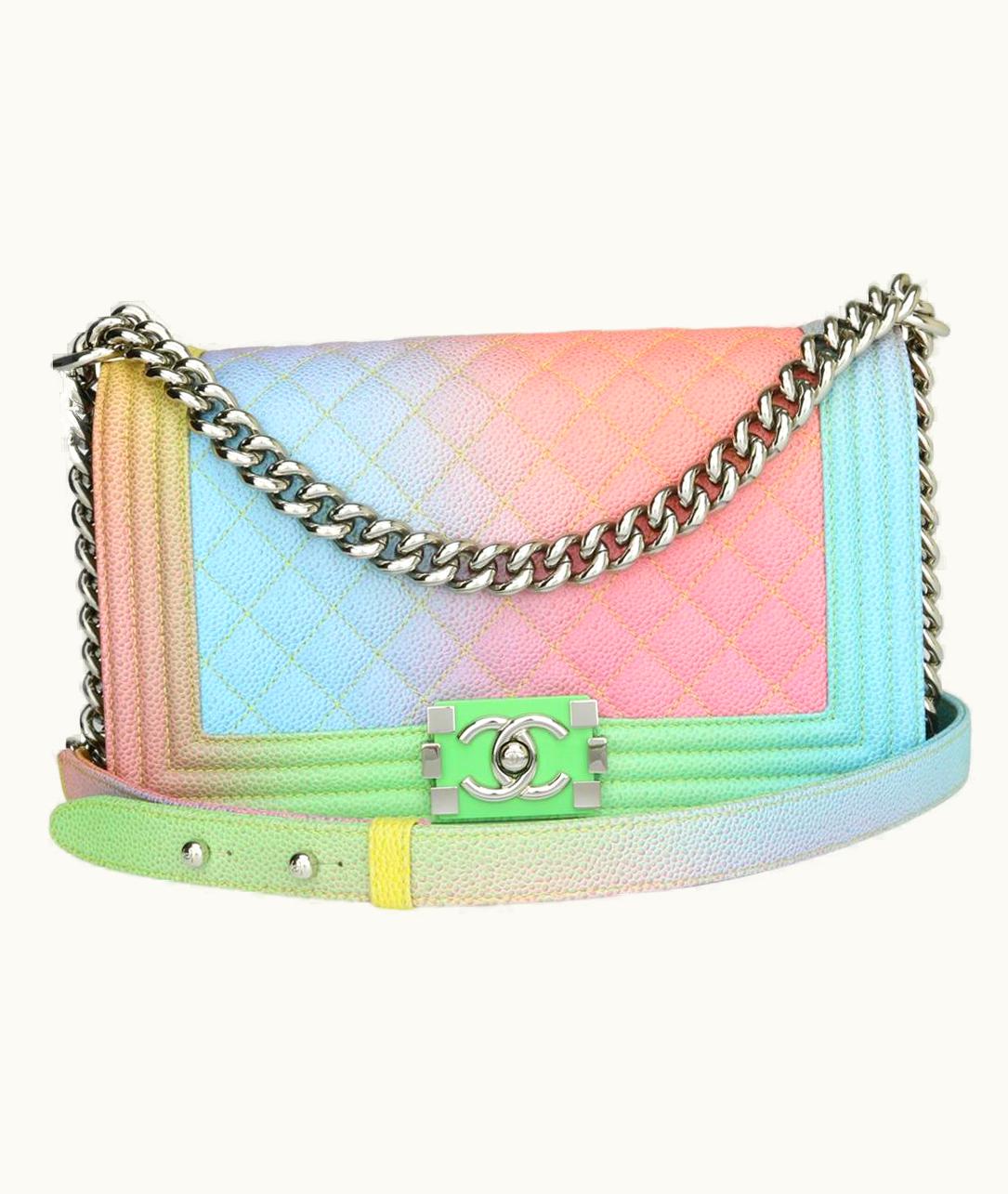 Chanel Chanel Old Medium Boy Bag Rainbow Cuba Caviar With Shiny Silver Hardware 2017 UZ0595104