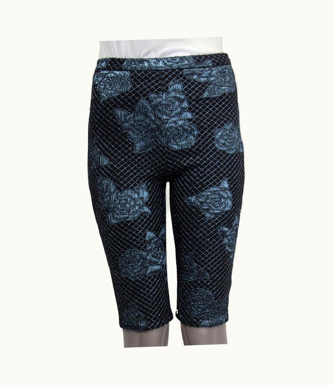 Chanel Chanel Black 2017 17c Cuba Lurex Camellia Stretch Jersey Biker Shorts Pants