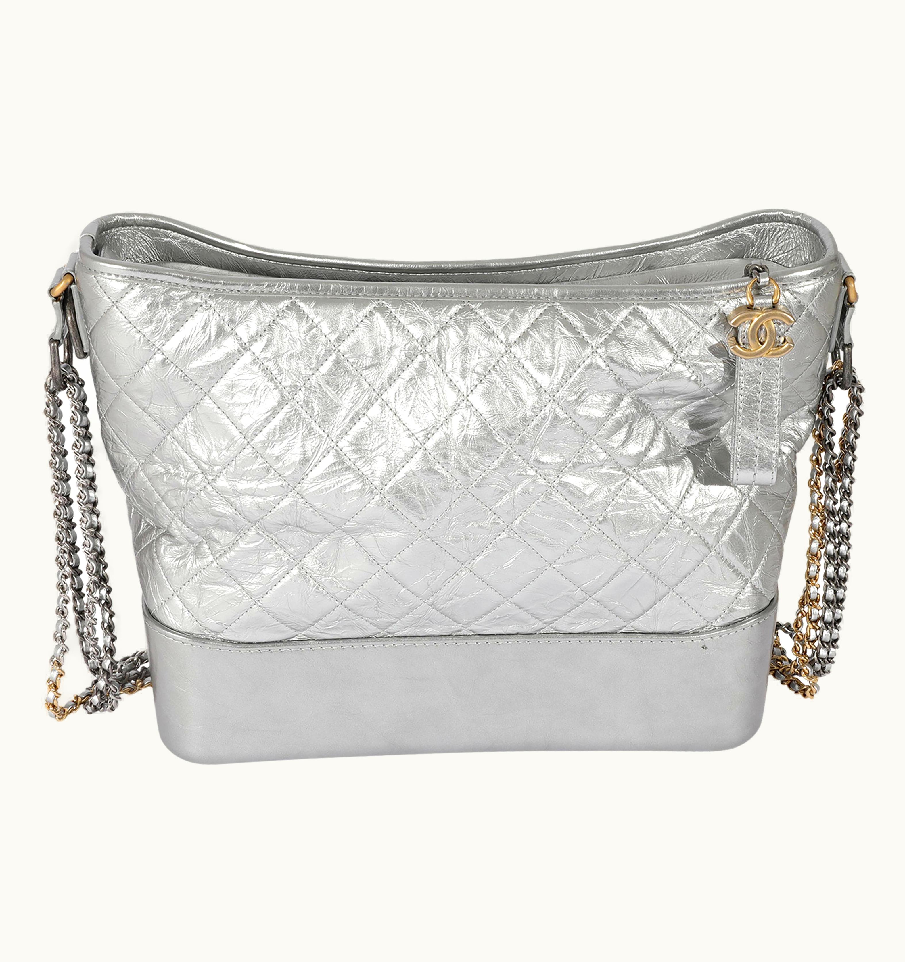 Chanel Chanel Silver Quilted Aged Calfskin Large Gabrielle Hobo UZ0595122