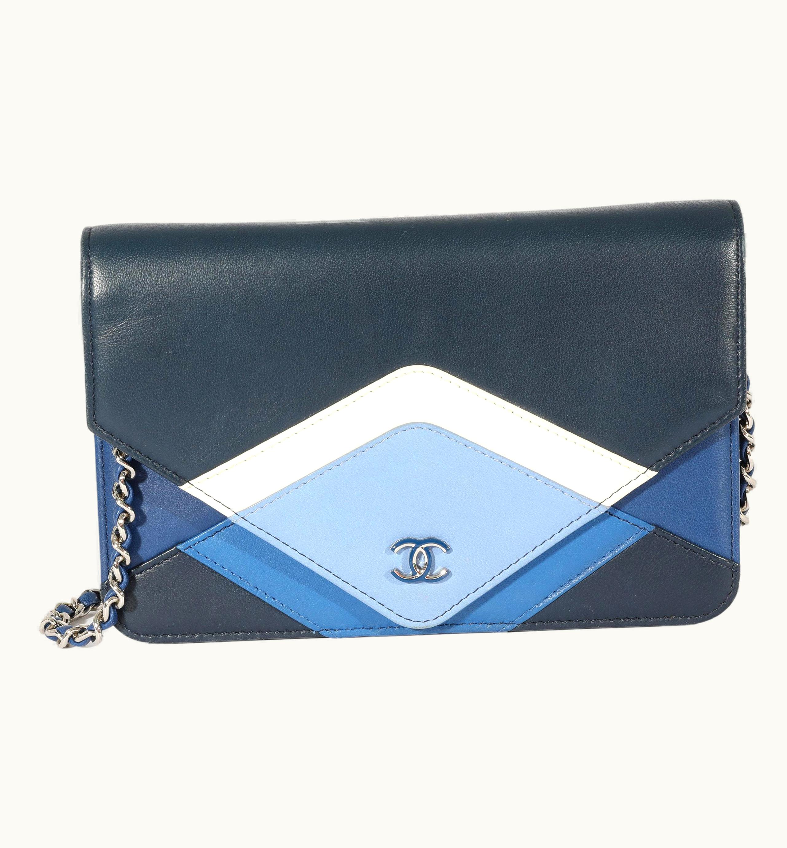 Chanel Chanel Navy White Blue Lambskin Wallet On Chain