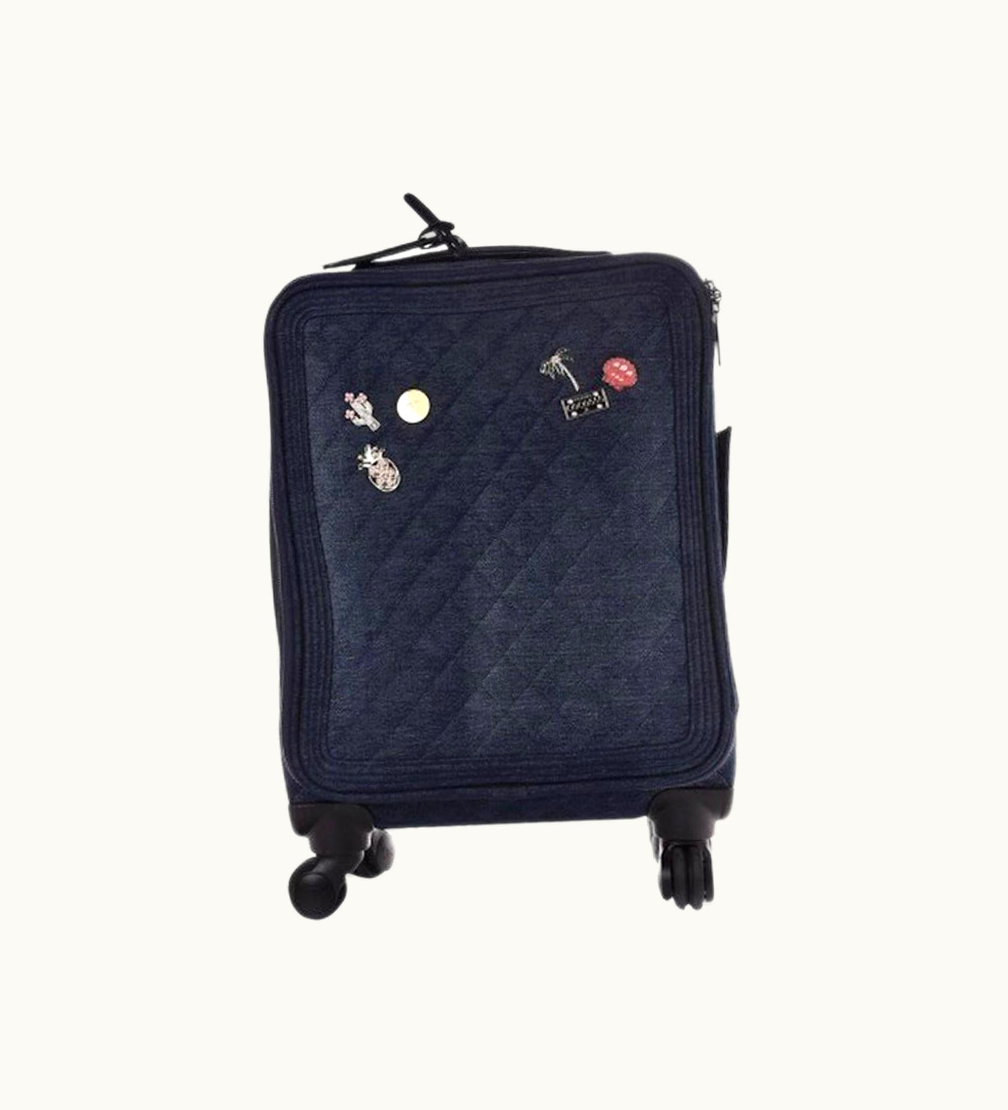 Chanel Chanel Coco Charm Denim Jean Trolley Travel Luggage Rolling Carry On