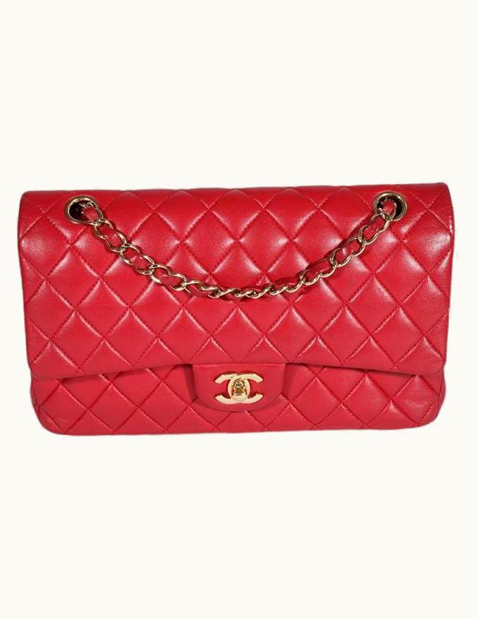 Chanel Chanel Red Quilted Lambskin Medium Classic Double Flap Bag UZ0595149