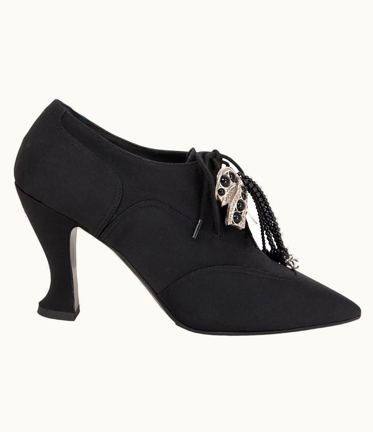 Chanel Chanel Black 2018 Hamburg Grosgrain & Jewelry Bow Ankle Boots Shoes