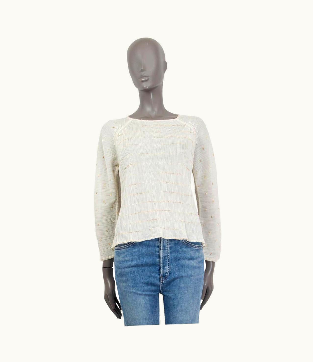 Chanel Chanel Ivory & Gold 2018 Greece Lurex Semi Sheer Top Shirt