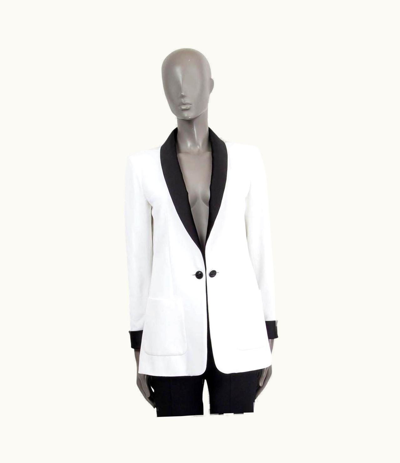 Chanel Chanel White Viscose 2018 18p Crepe Tuxedo Blazer Jacket