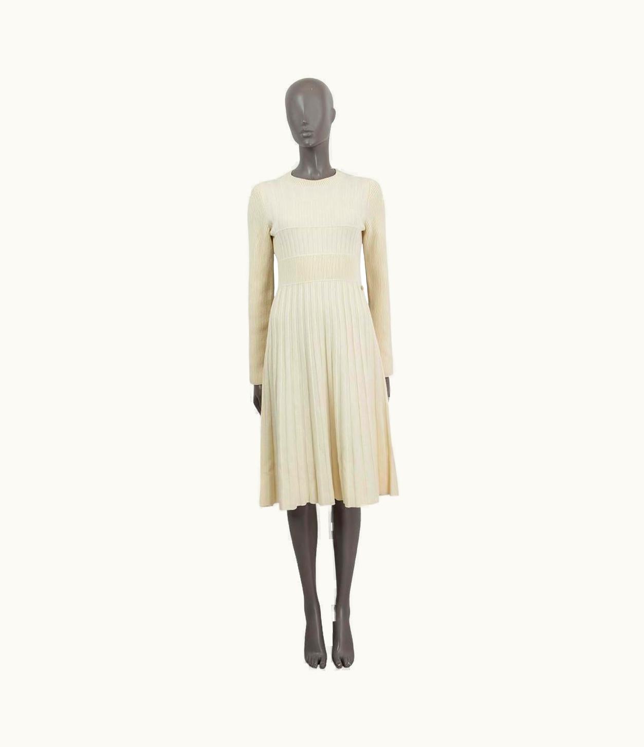 Chanel Chanel Ivory Wool 2018 Long Sleeve Knit Midi Dress 38 18b