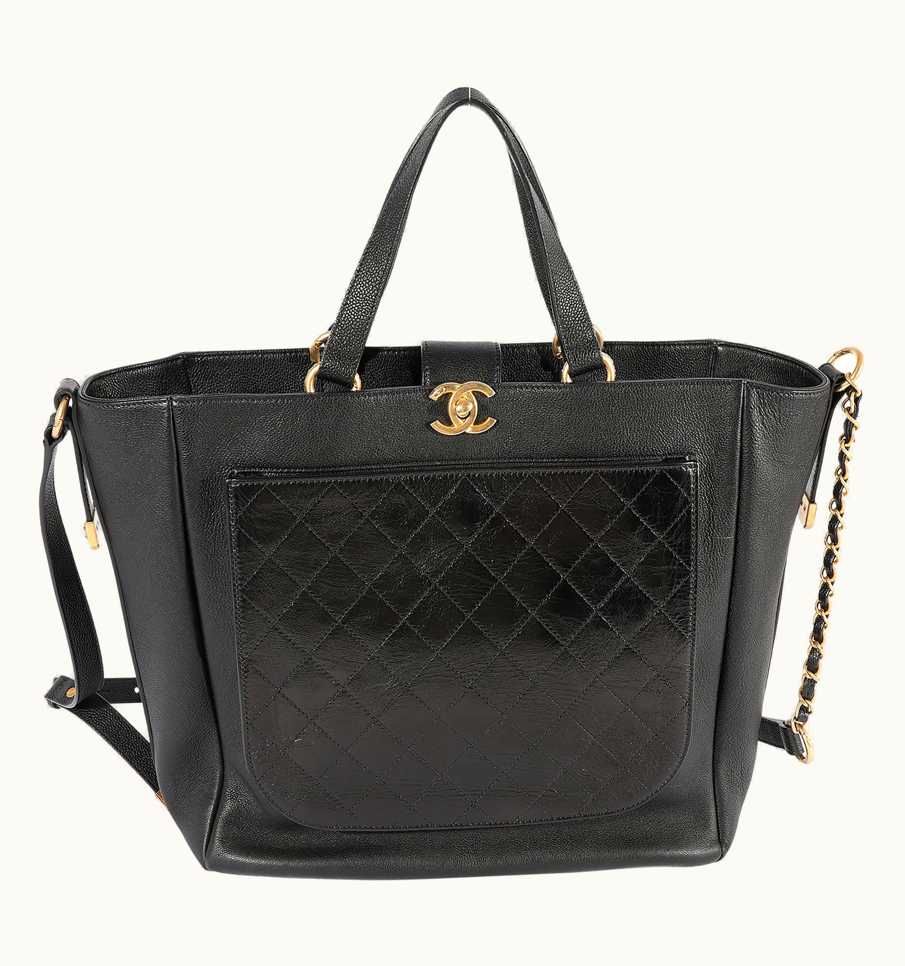 Chanel Chanel Black Quilted Calfskin Shopping Tote UZ0595210