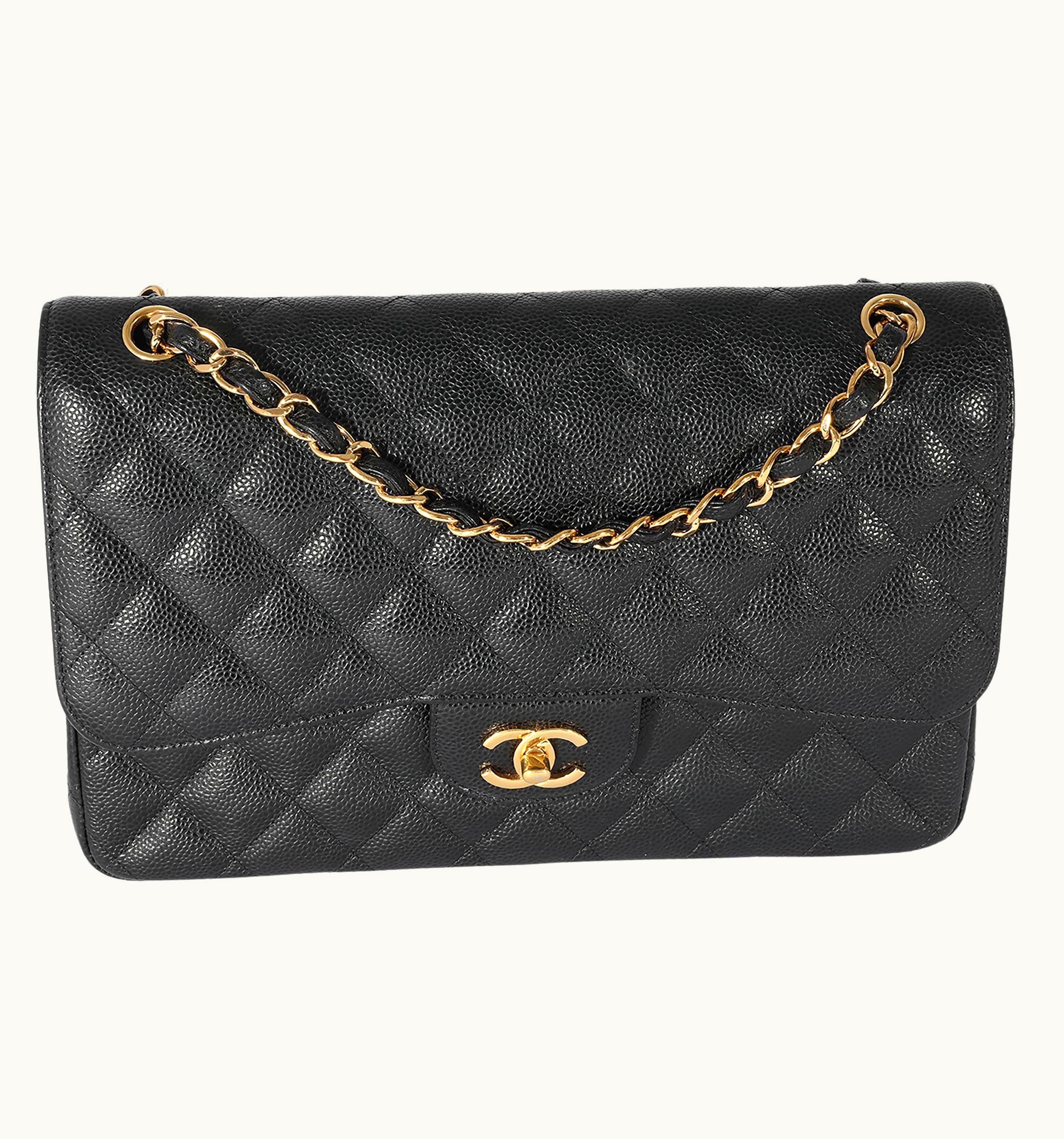 Chanel Chanel Black Quilted Caviar Jumbo Double Flap Bag UZ0595218