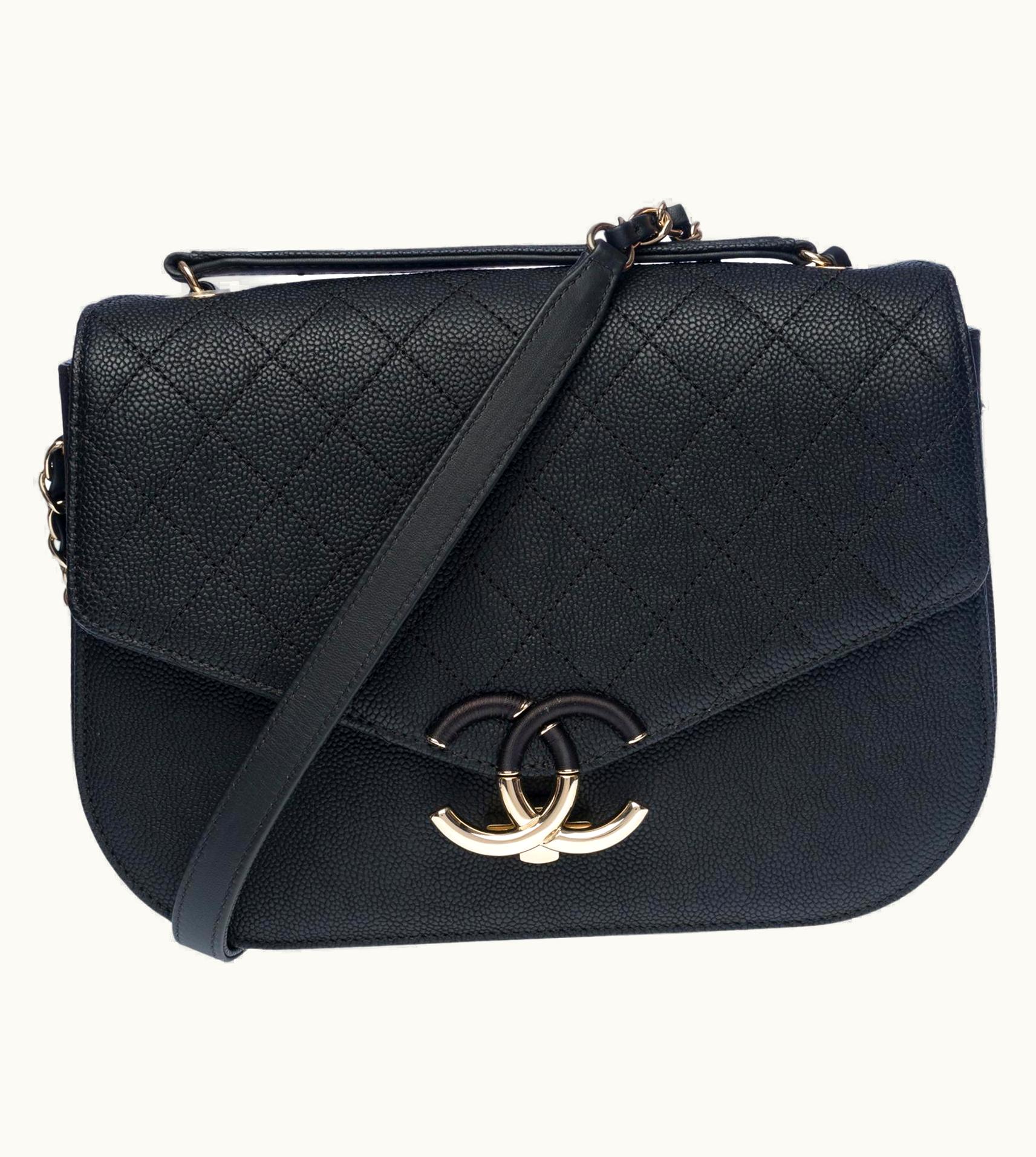 Chanel Rare Chanel Coco Cuba Medium Flap Bag In Black Caviar Leather, Champagne Hw