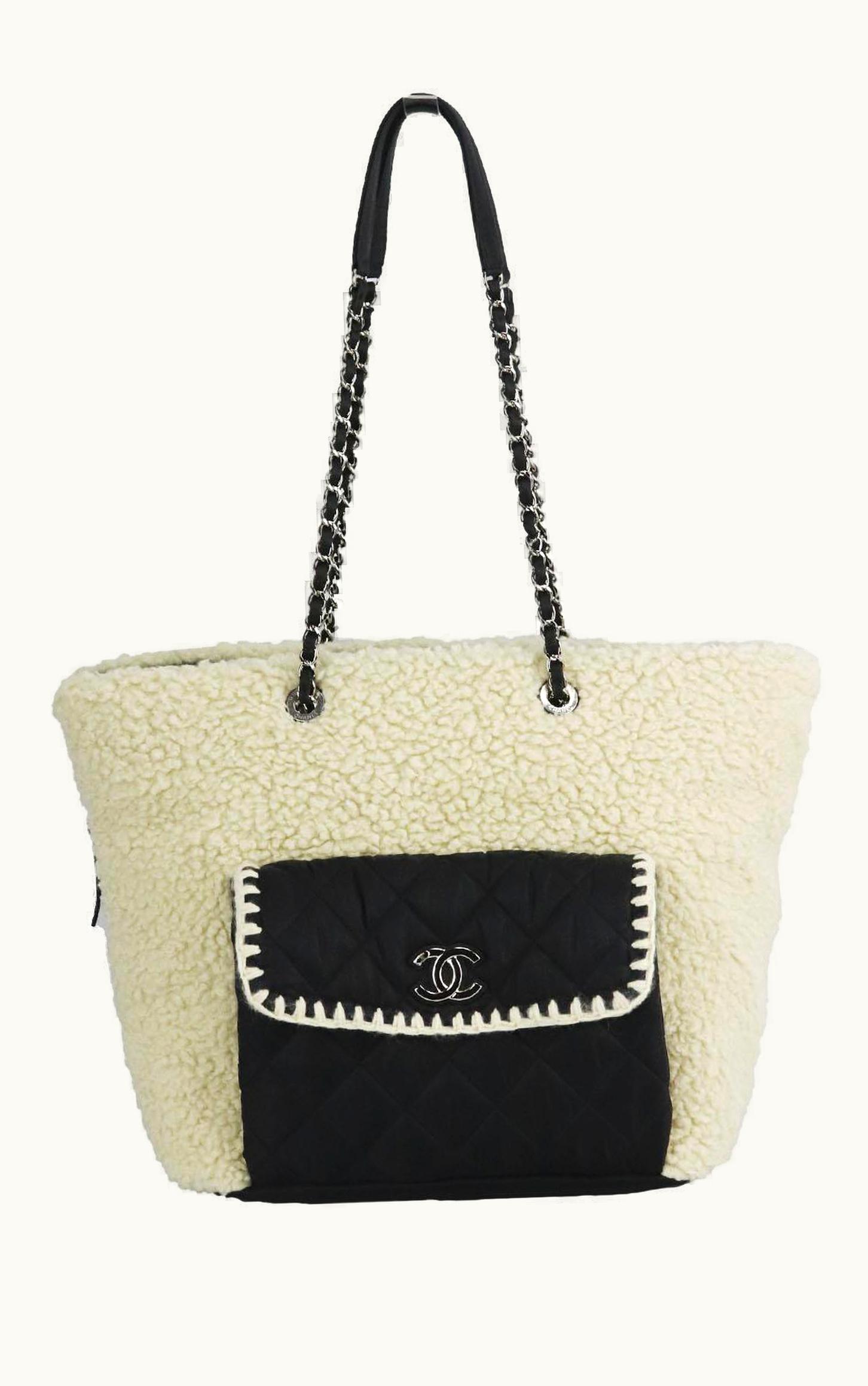 Chanel Chanel 2018 Coco Neige Large Shearling And Quilted Nylon Tote Bag