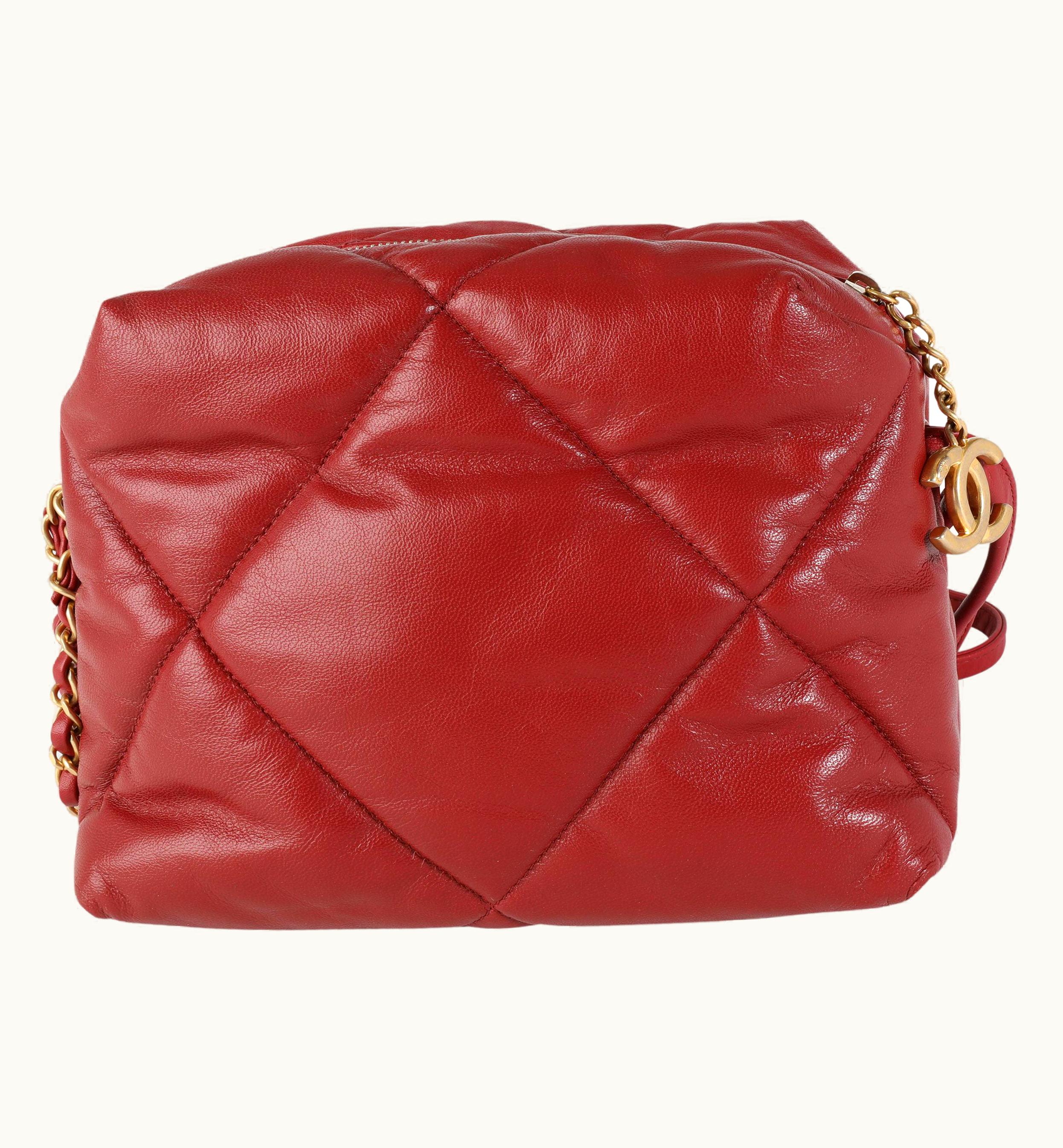 Chanel Chanel Red Quilted Lambskin Bowling Crossbody Bag UZ0595329