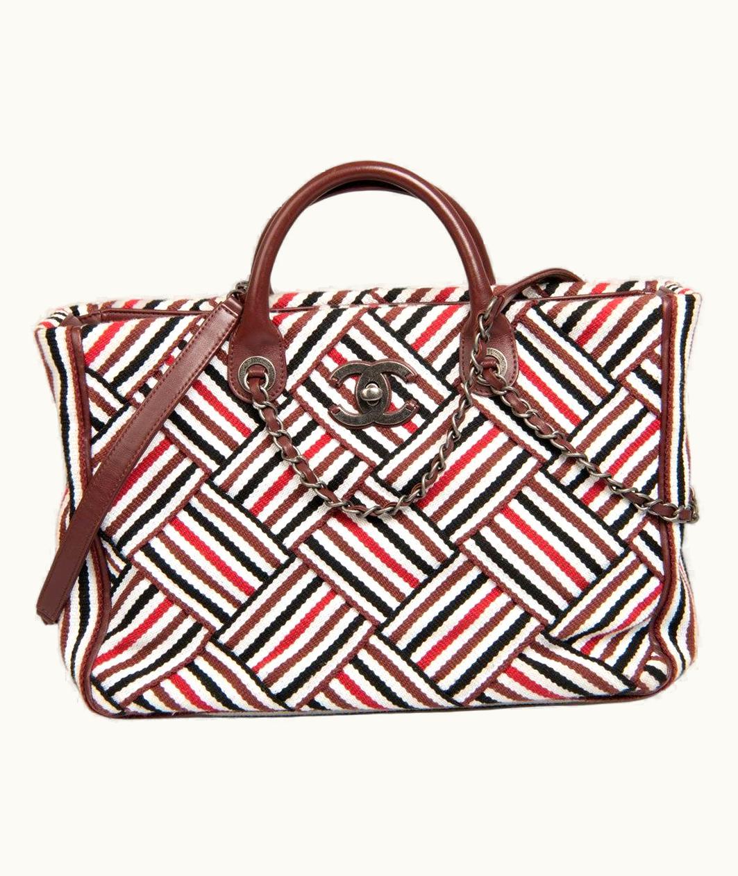 Chanel Chanel Tote Bag In Multicolored Stripes Cotton Canvas