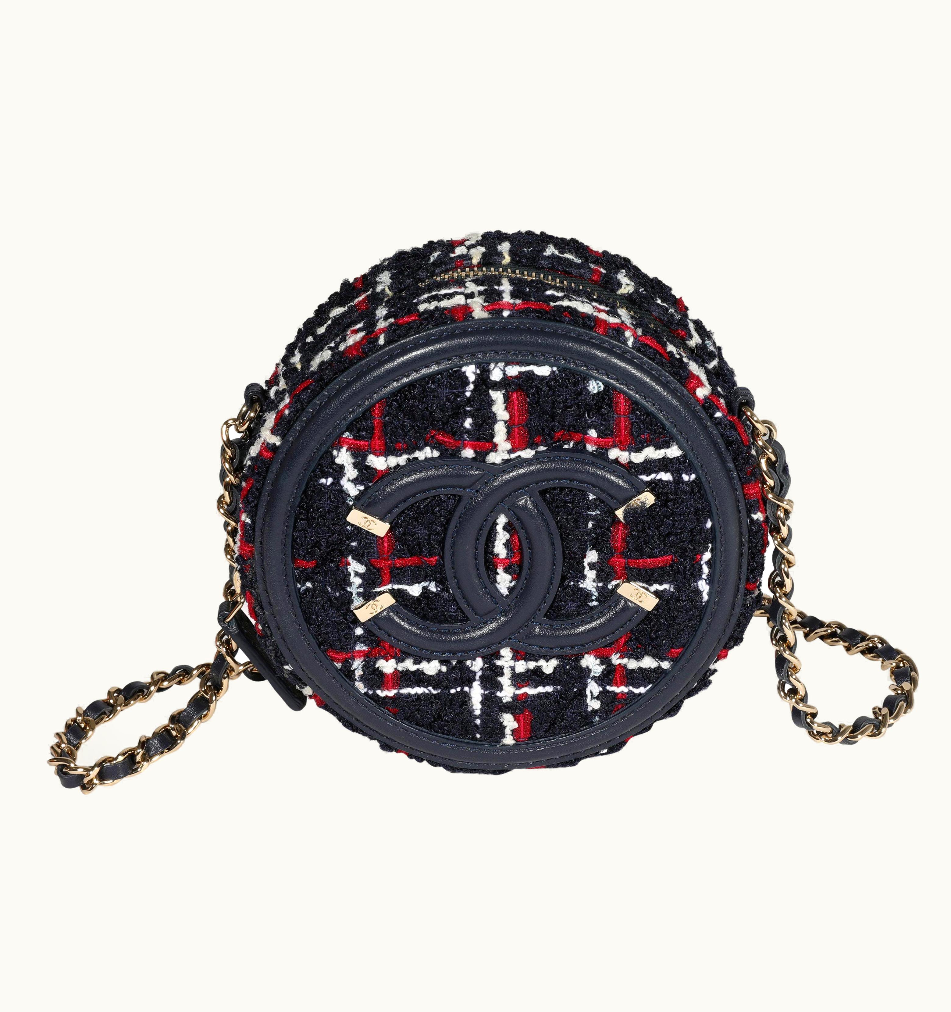 Chanel Chanel Navy Tweed & Calfskin Round Filigree Mini Crossbody