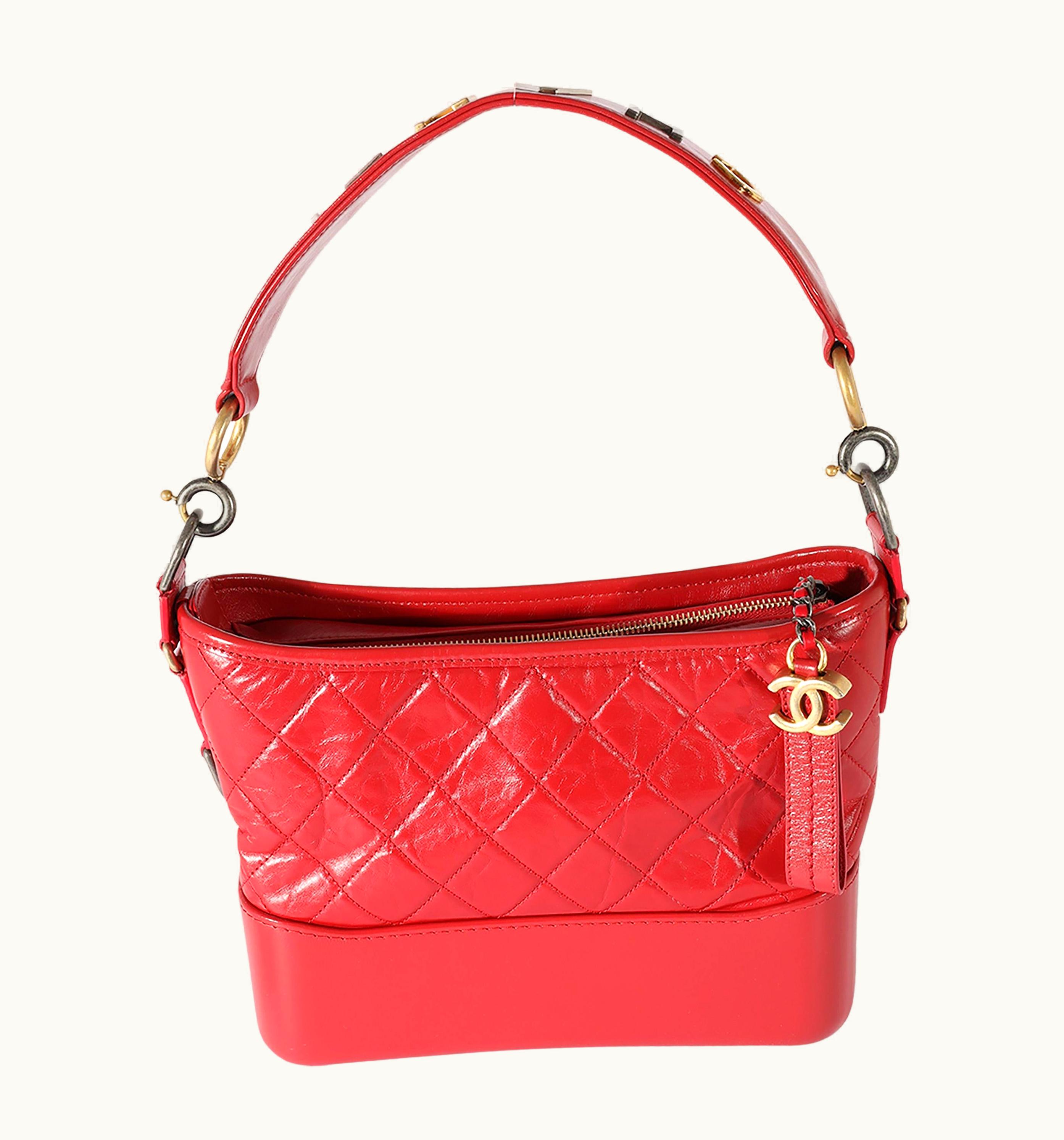 Chanel Chanel Red Aged Calfskin Medium Gabrielle Novelty Hobo