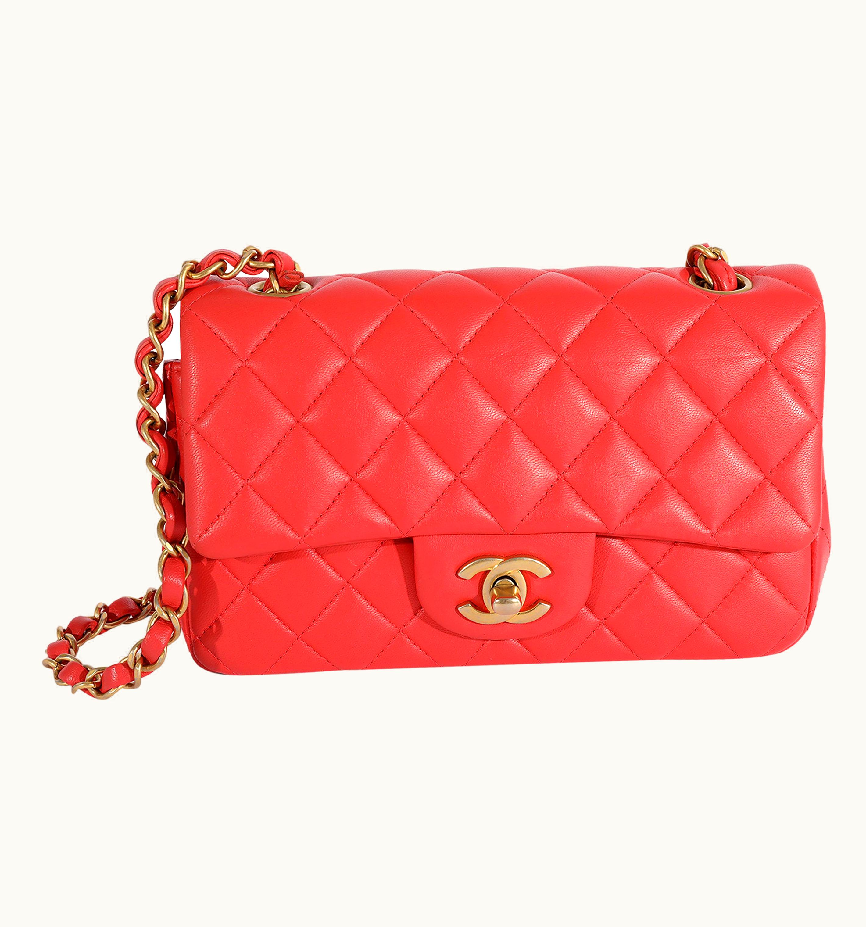 Chanel Chanel Mini Rectangular Classic Flap Bag Pink Coral Luxe