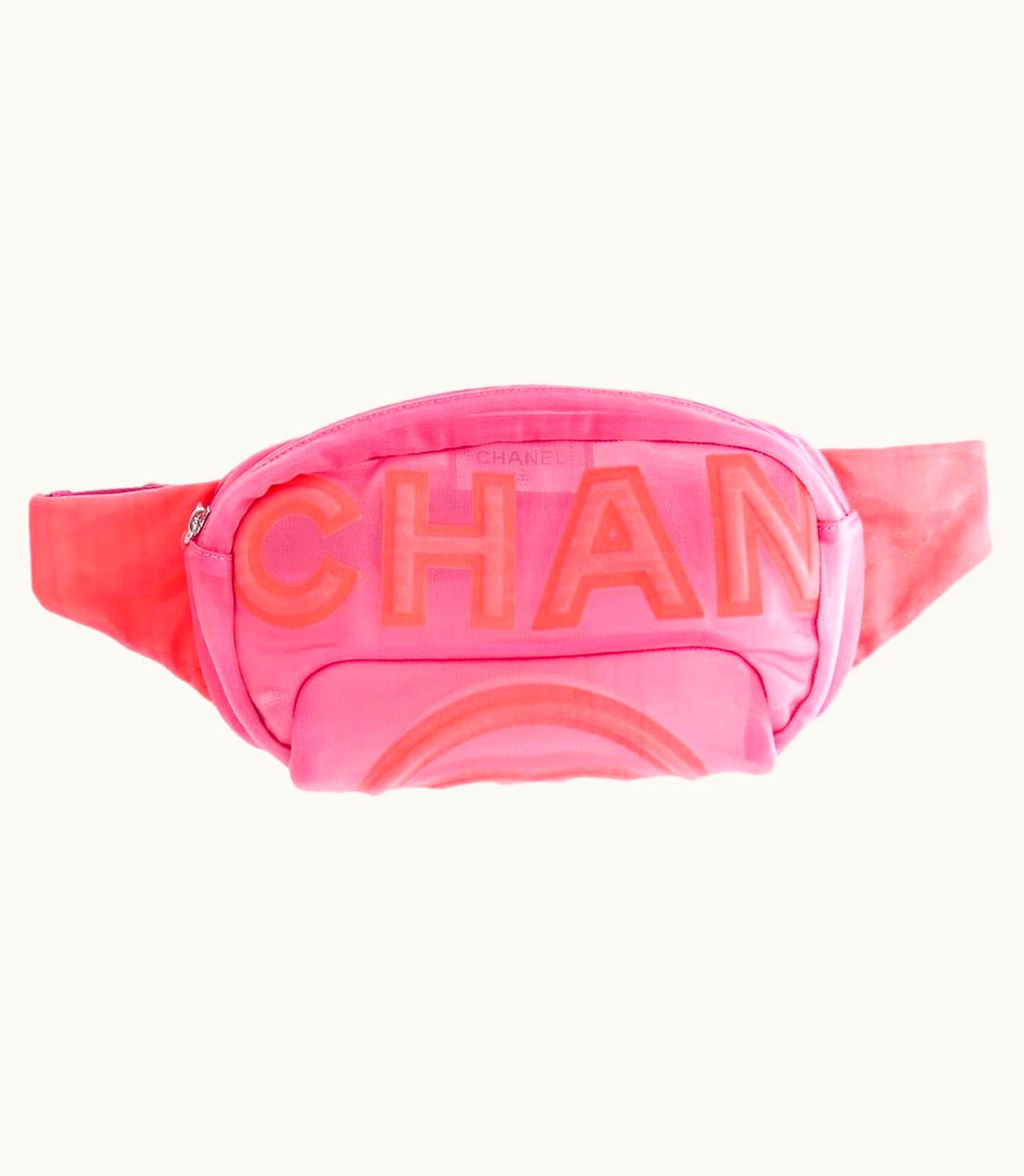 Chanel Chanel Logo Magenta Neon Pink Nylon Mesh Cc Waist Fanny Pack Belt Bag