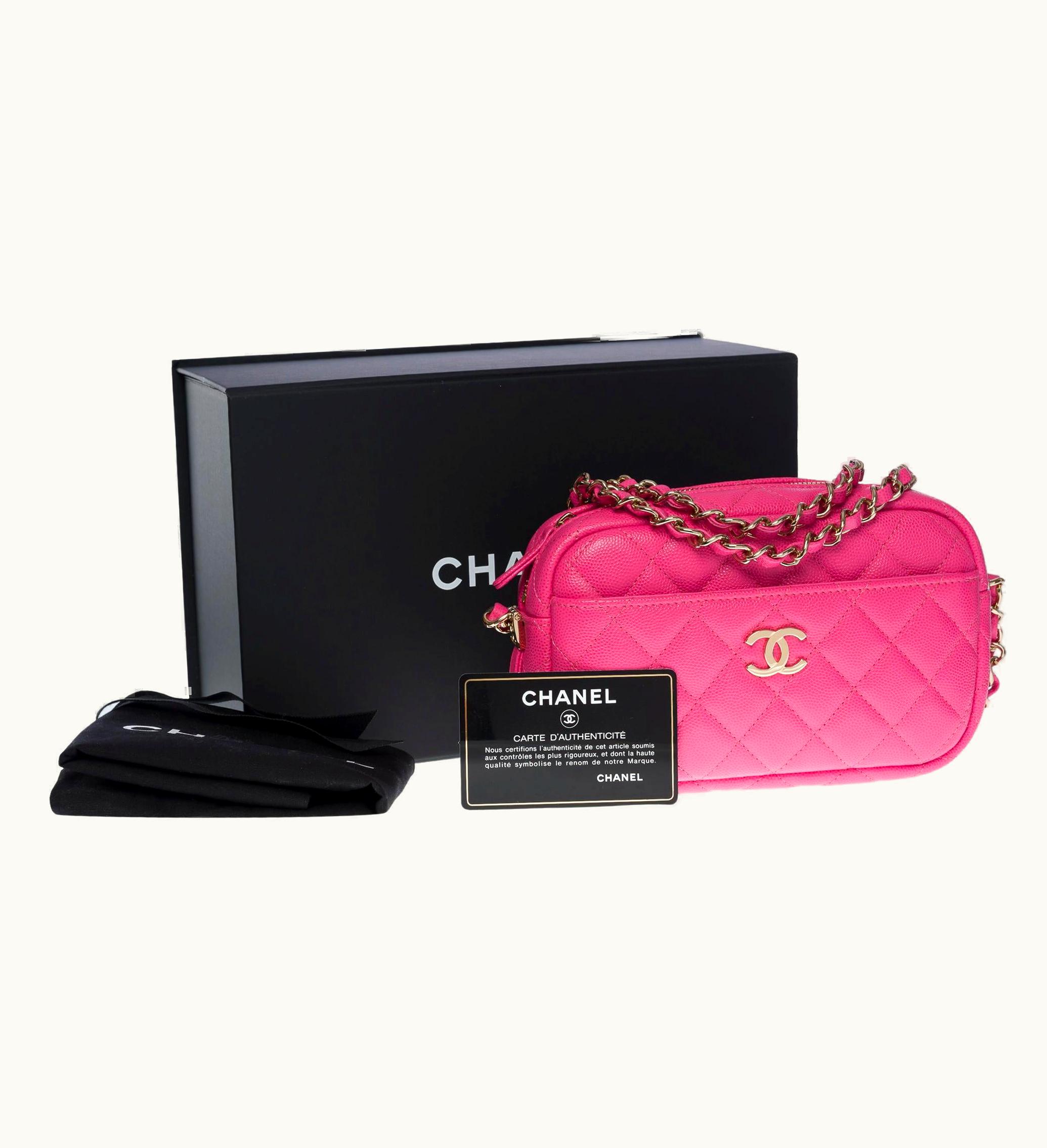 Chanel New- Amazing Chanel Mini Camera Shoulder Bag In Pink Caviar Leather, Chw UZ0595373