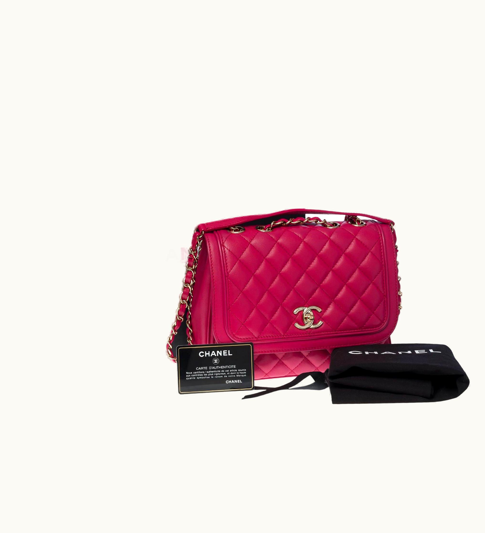 Chanel Chanel Timeless/Classic Double Flap Shoulder Bag In Pink Quilted Lambskin, Chw