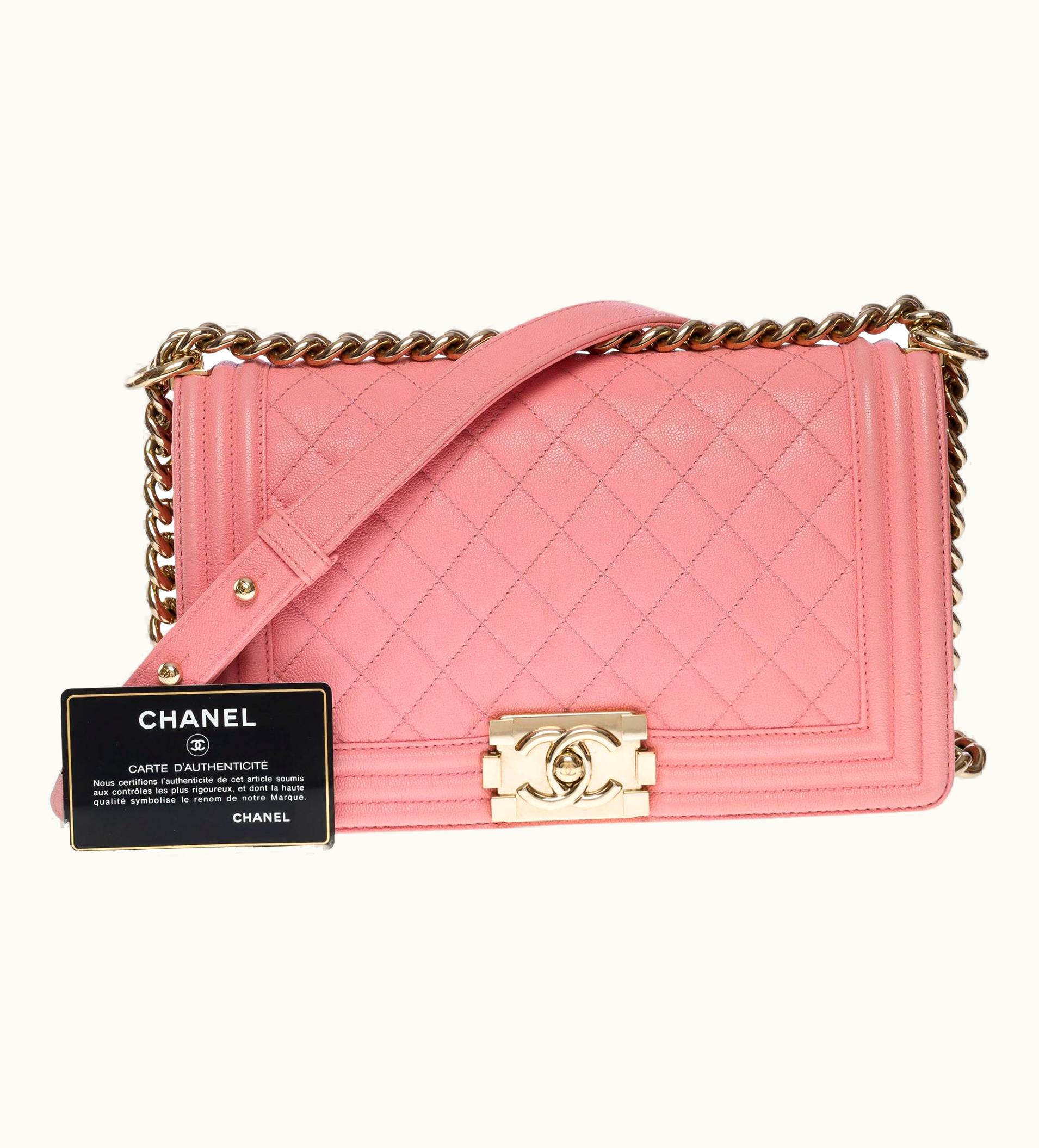 Chanel Amazing Chanel Boy Old Medium Shoulder Bag In Pink Caviar Quilted Leather, Shw
