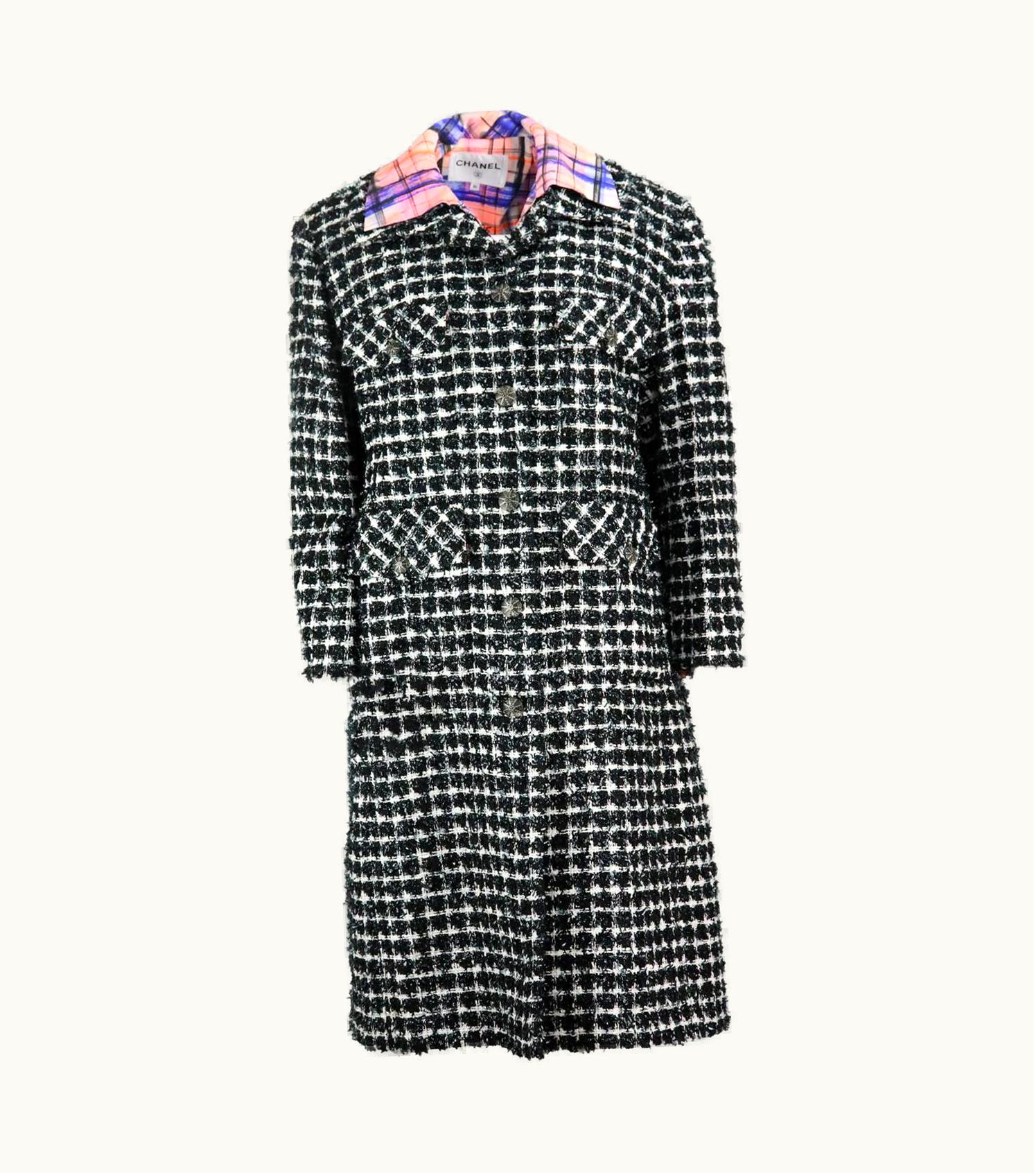 Chanel Chanel 2020 Checked Cotton Blend Tweed Coat Uk