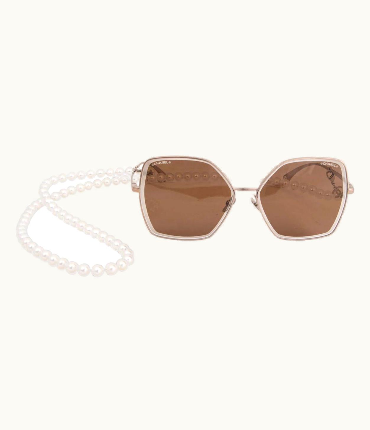 Chanel Chanel Gold-tone 2020 Pearl Necklace Butterfly 4262 Sunglasses