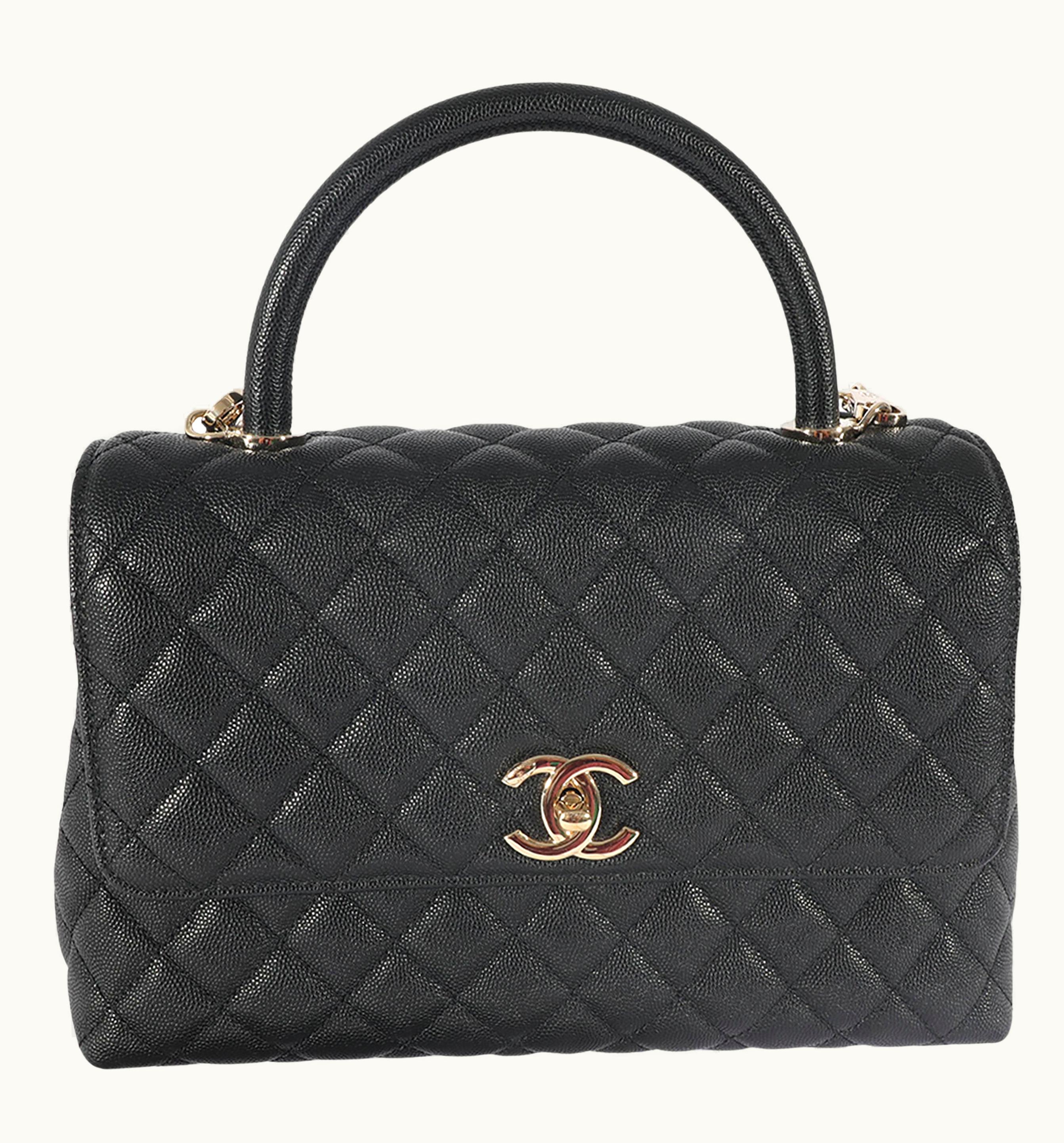 Chanel Chanel Black Quilted Caviar Medium Coco Top Handle Bag