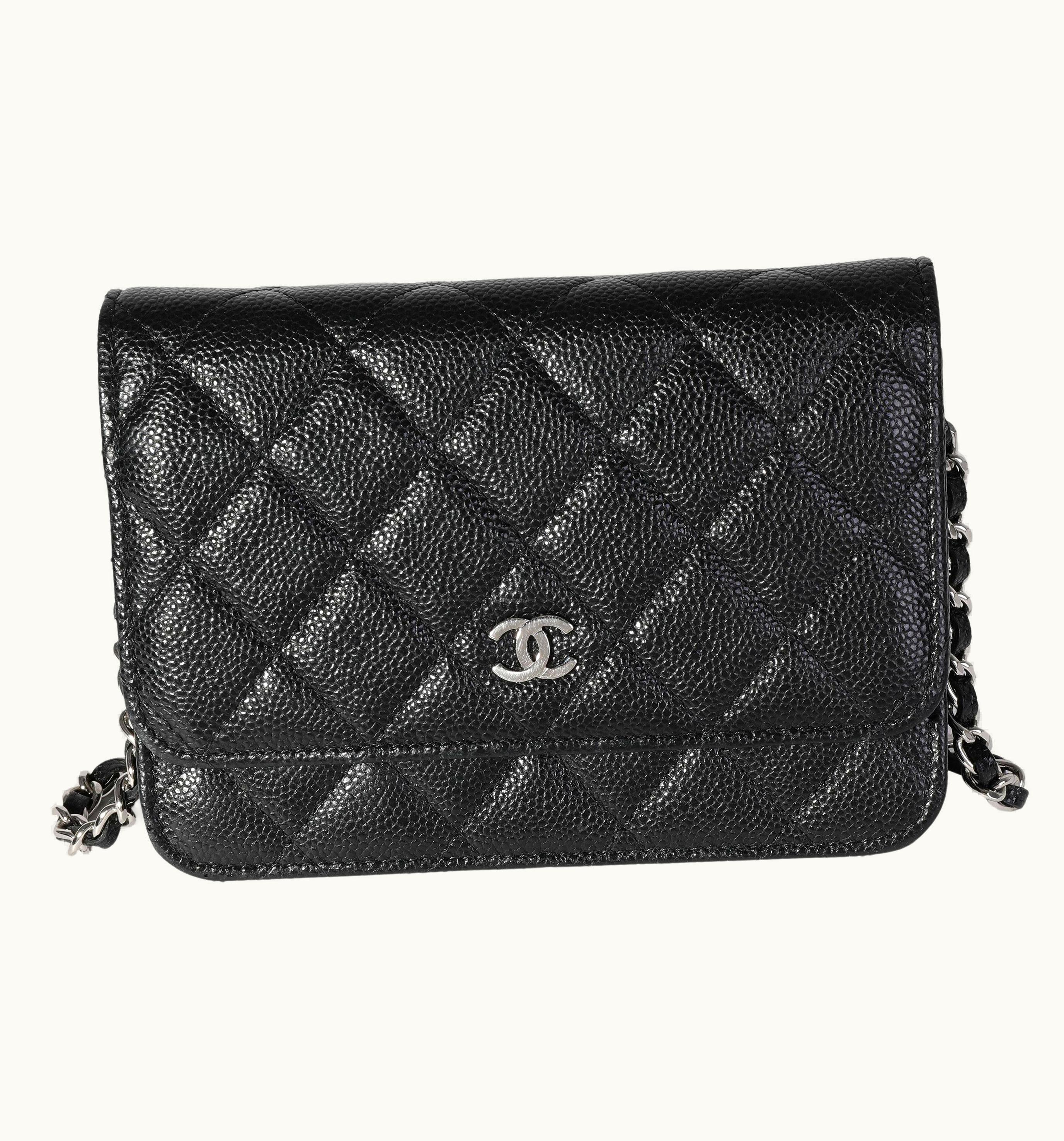 Chanel Chanel Black Caviar Quilted Mini Wallet On Chain