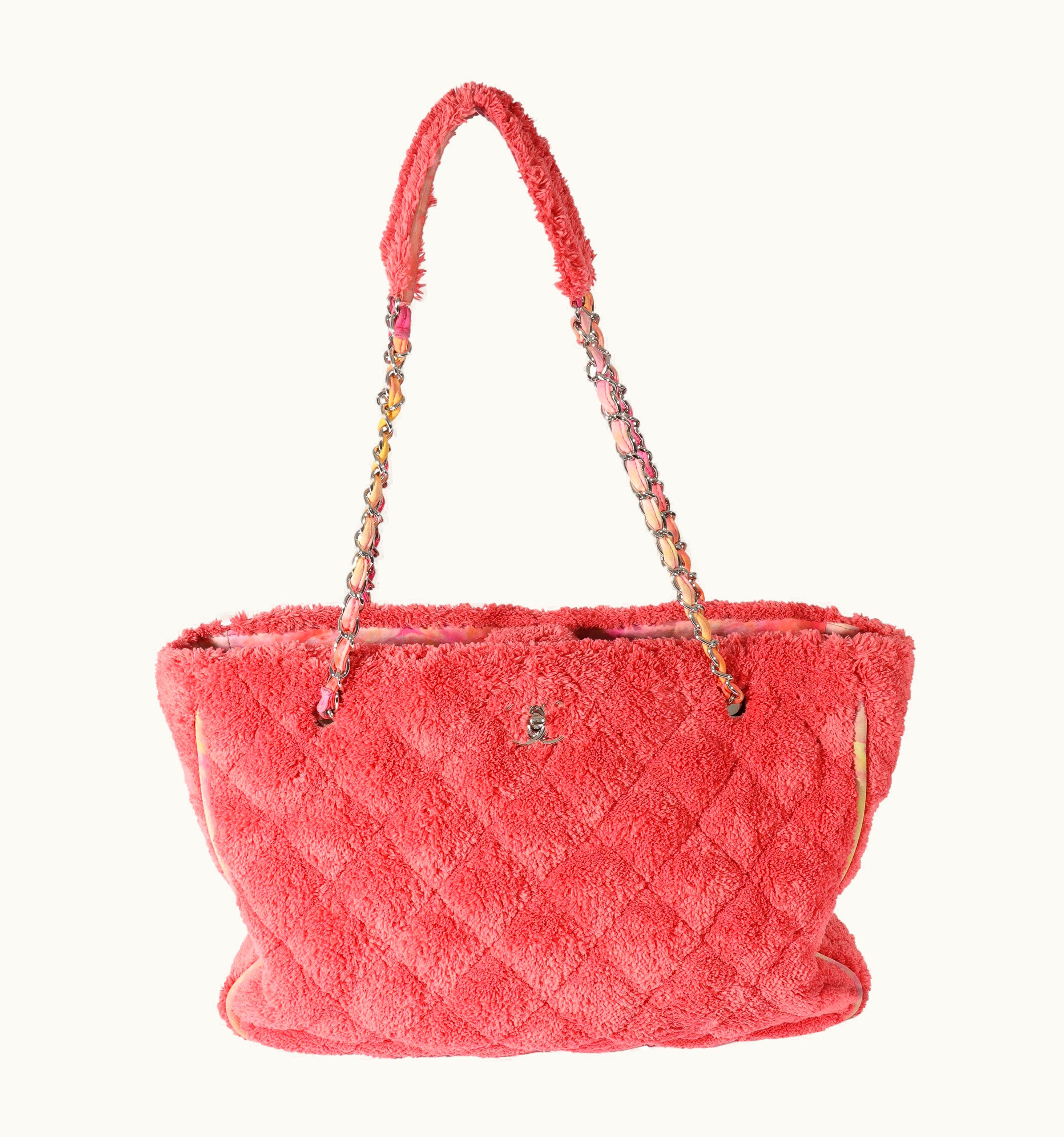 Chanel Chanel Pink Quilted Mixed Fibers Large Shopping Tote
