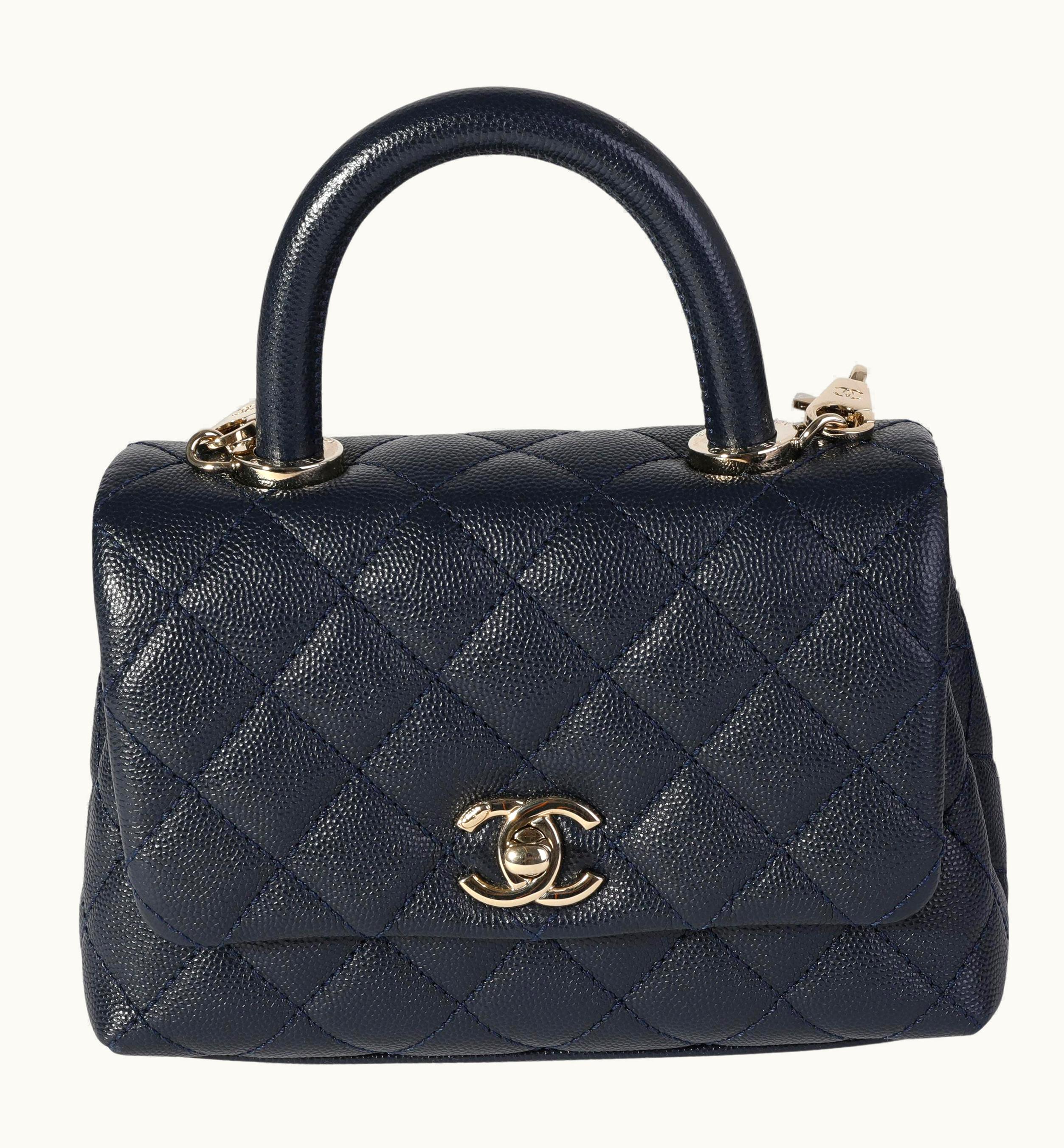 Chanel Chanel Navy Quilted Caviar Extra Mini Coco Top Handle Bag