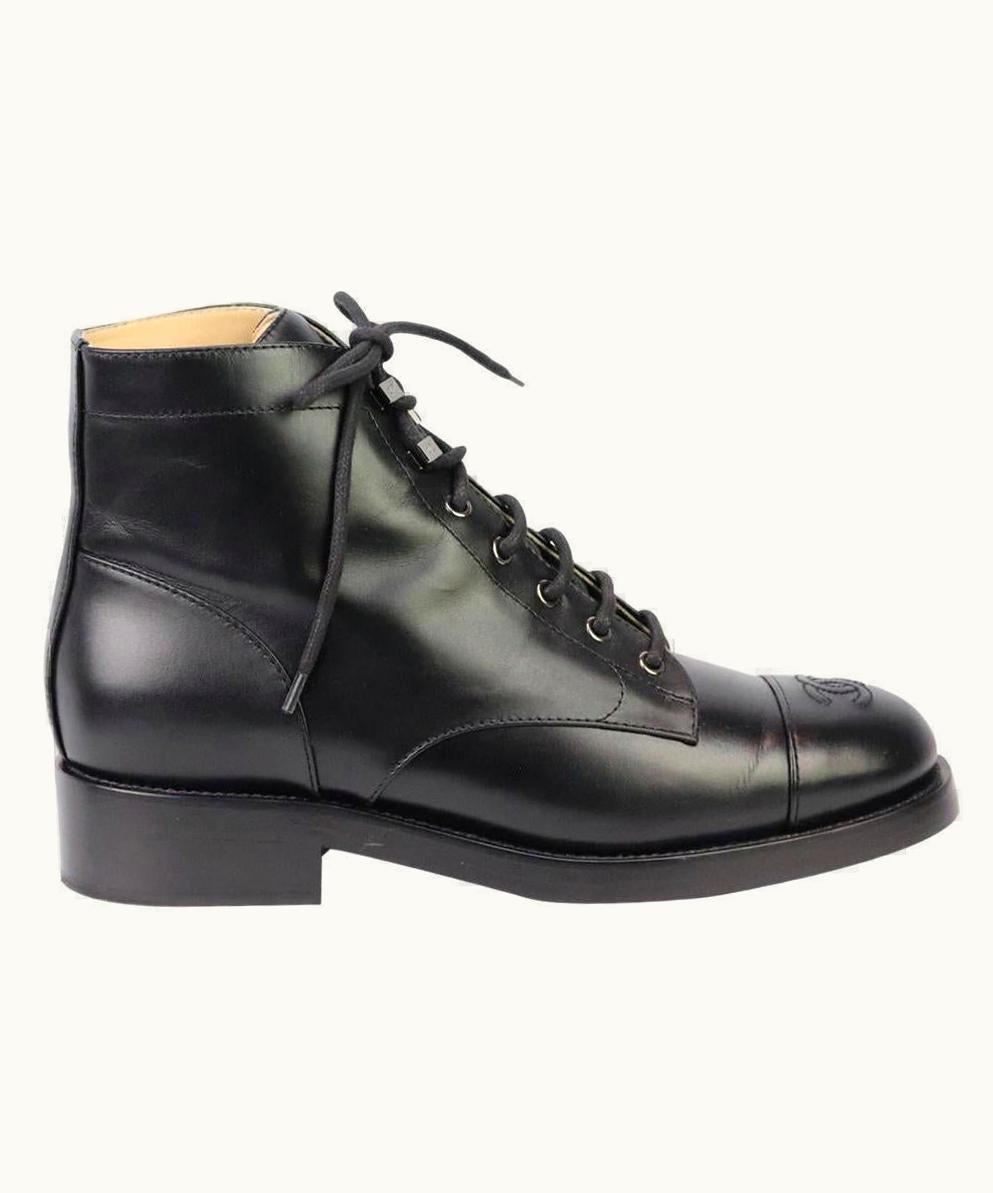 Chanel 2020 Cc Embroidered Leather Ankle Boots Eu 41 Us