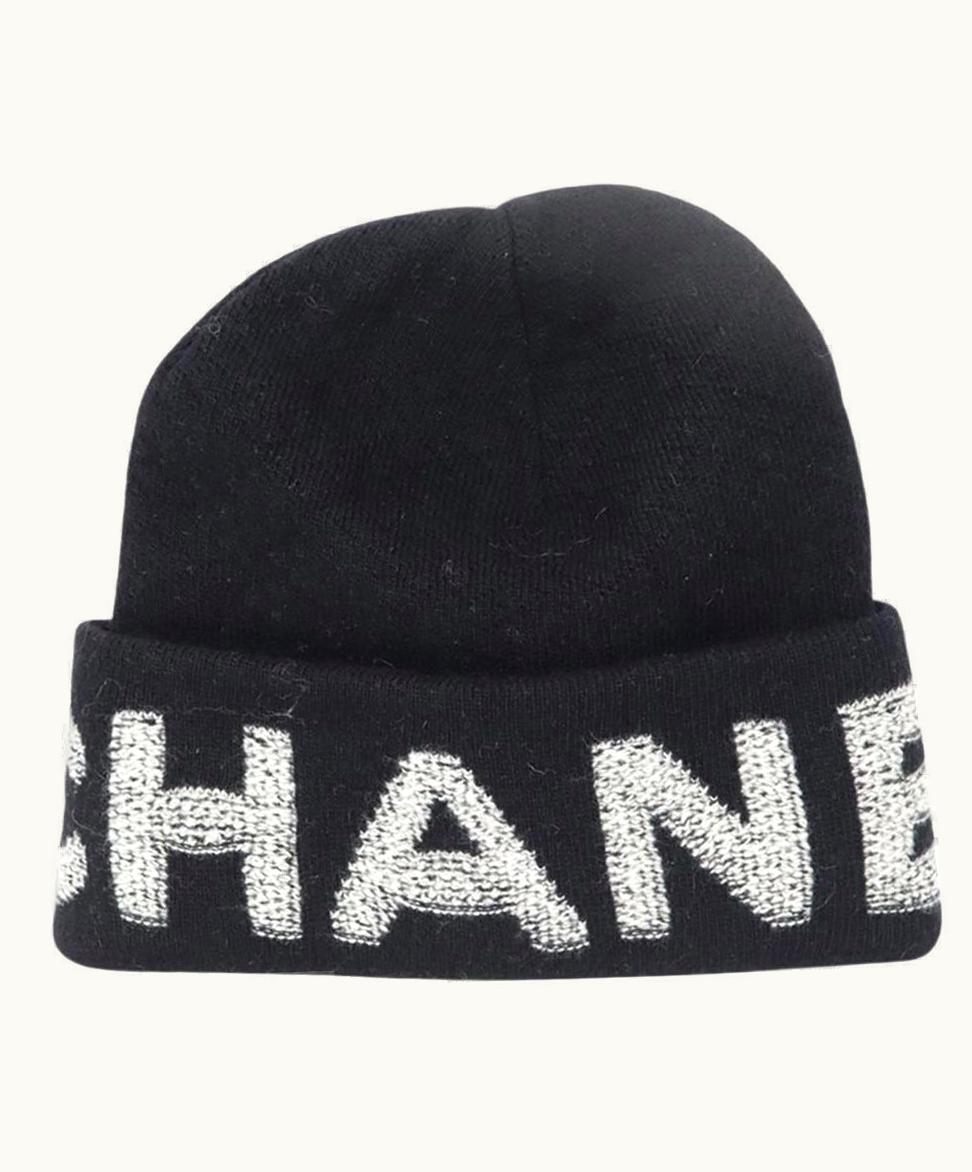 Chanel Chanel 2021 Logo Intarsia Wool And Cashmere Blend Beanie One Size