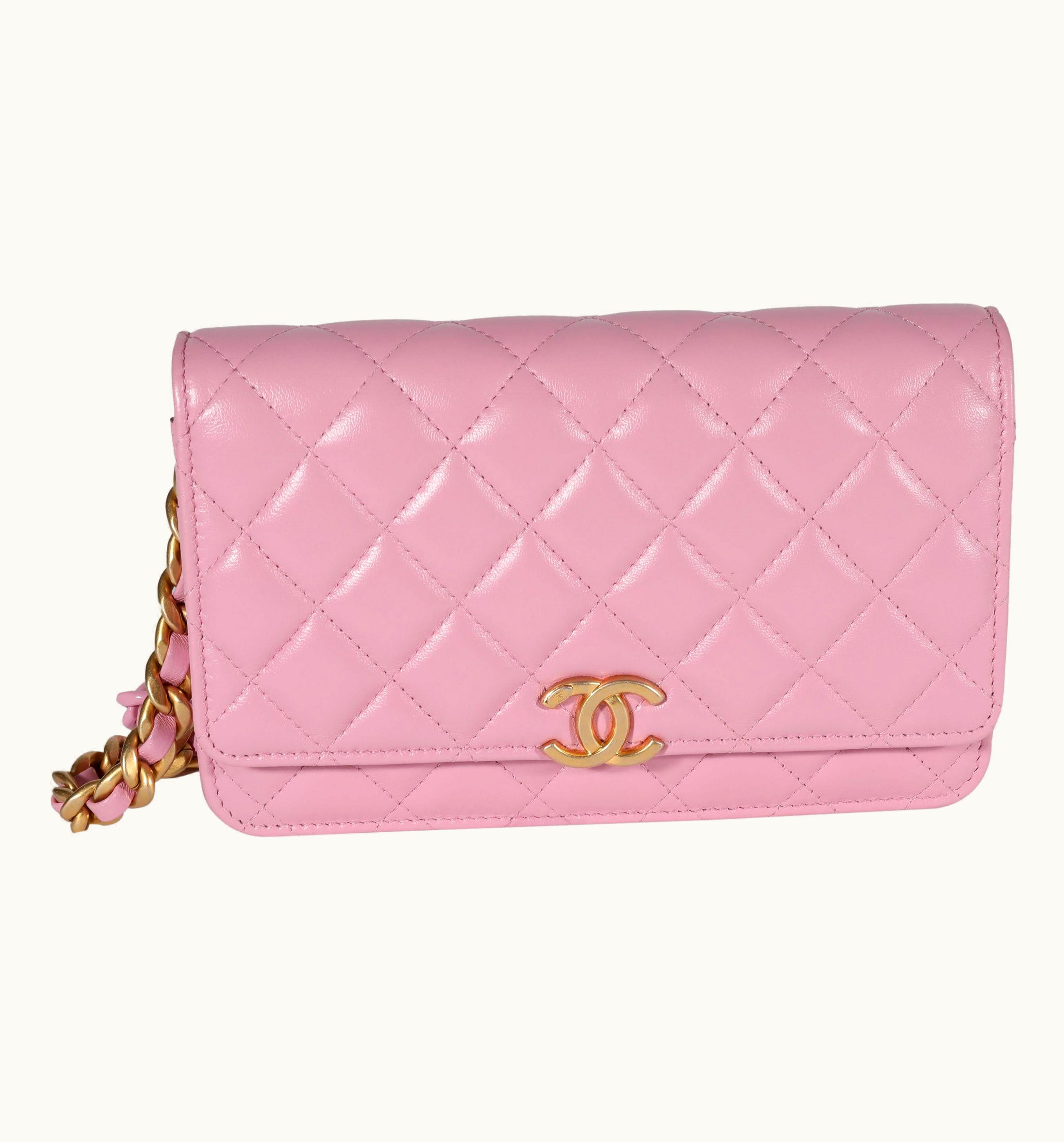 Chanel Chanel Pink Quilted Lambskin Wallet On Chain UZ0595502