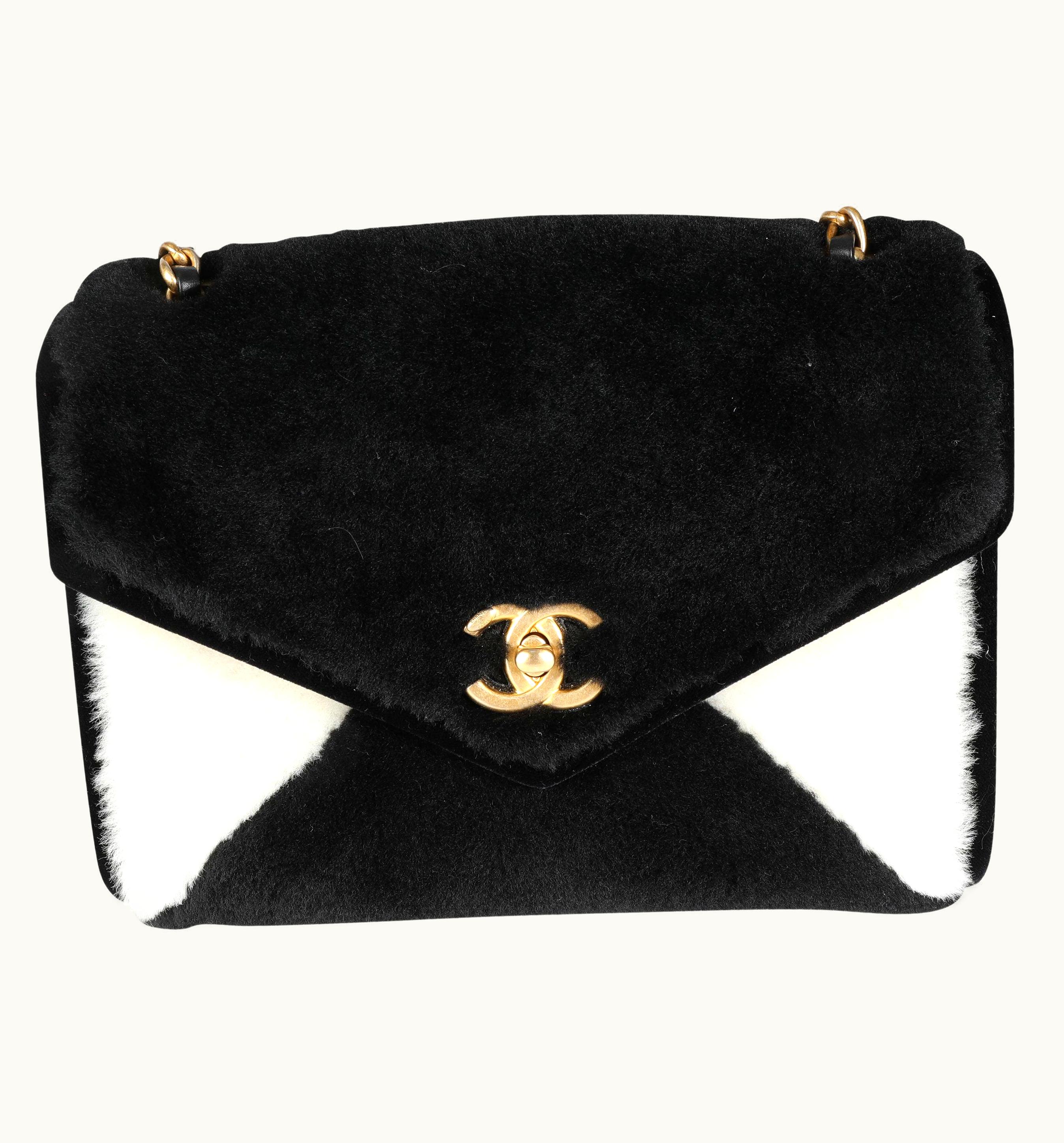 Chanel Chanel Black & White Shearling Small Single Flap Bag
