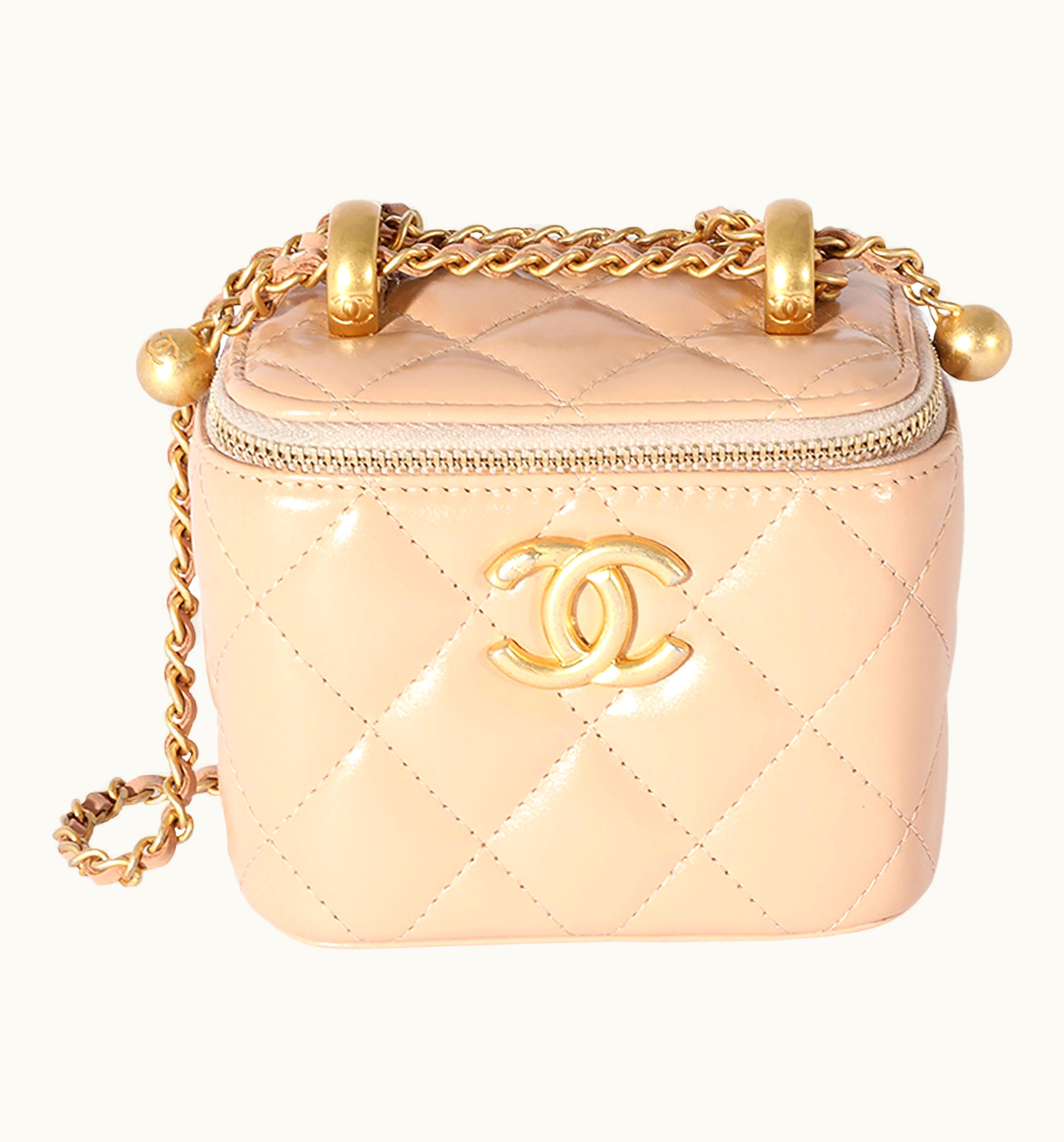 Chanel Chanel Pink Quilted Lambskin Pearl Crush Mini Vanity Case