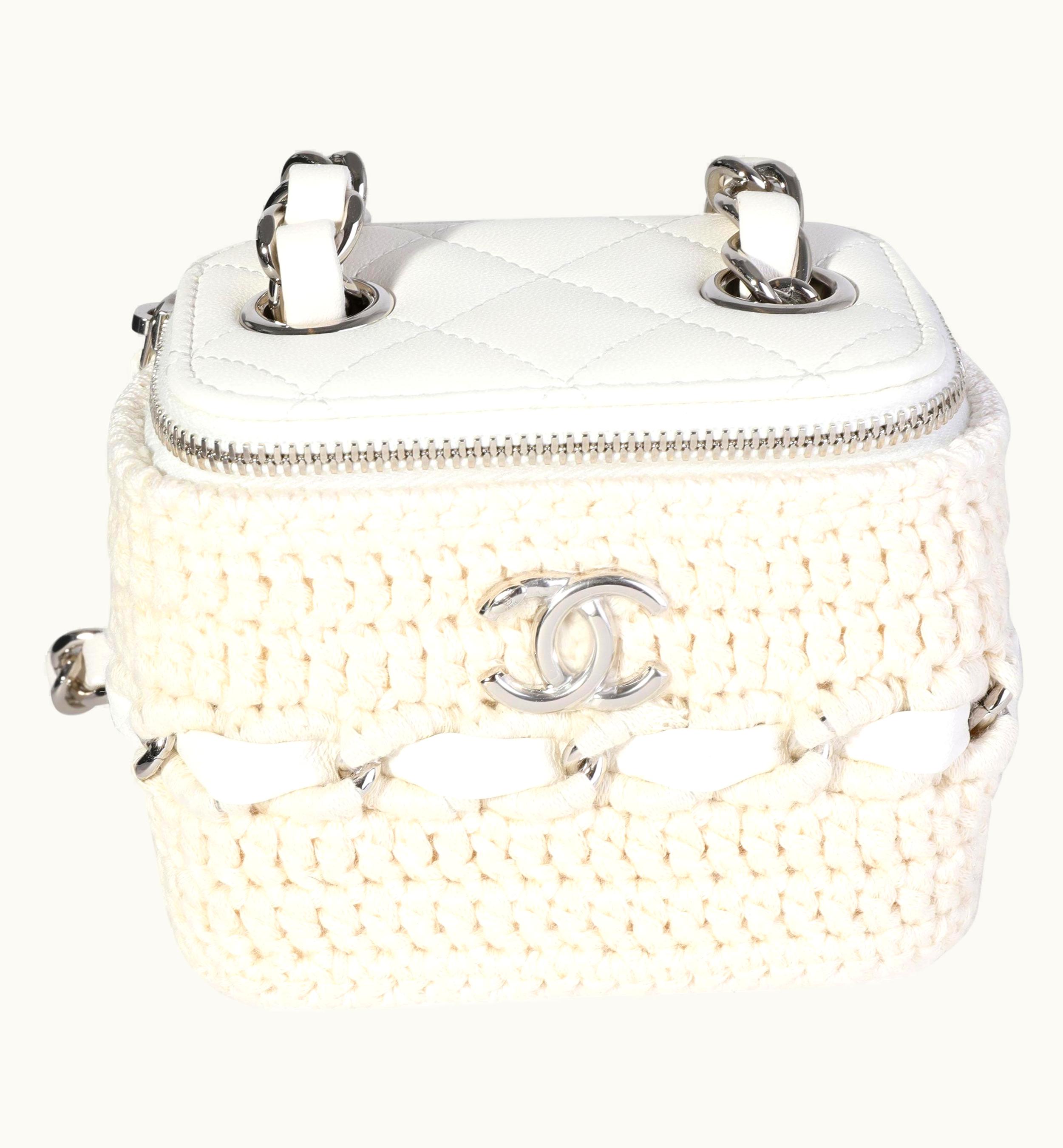 Chanel Chanel Crochet Vanity Mini Bag White Lambskin & Natural Crochet