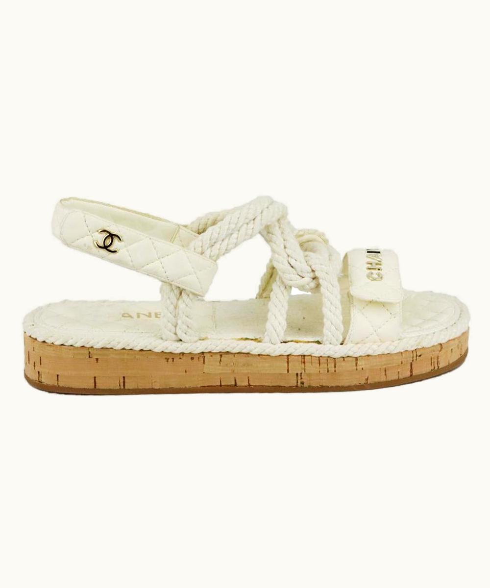 Chanel Chanel 2021 Cc Detailed Rope And Quilted Leather Sandals Eu 38 Us UZ0595557