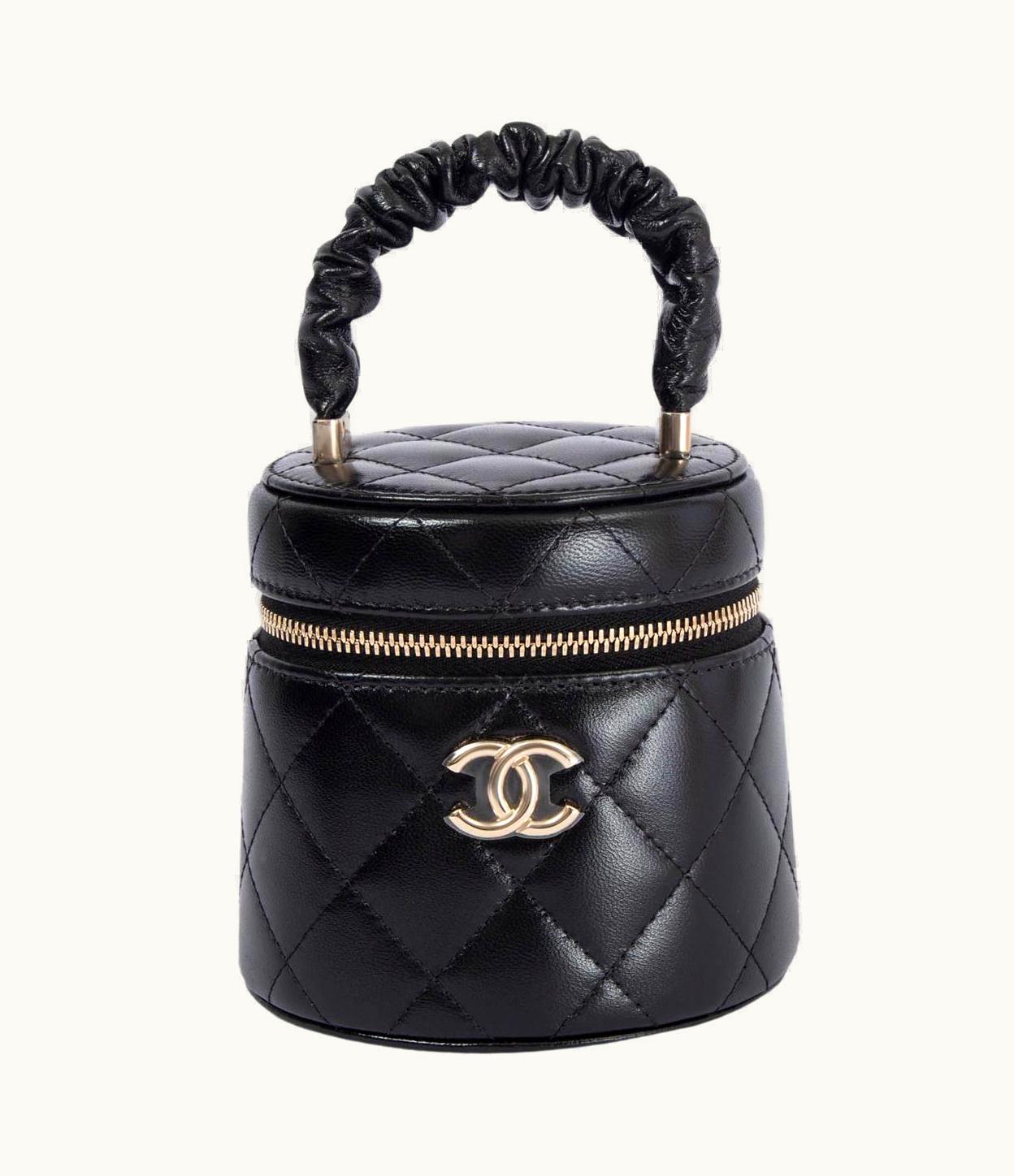 Chanel Chanel Black Shiny Leather 2022 22s Mini Vanity Case Bag